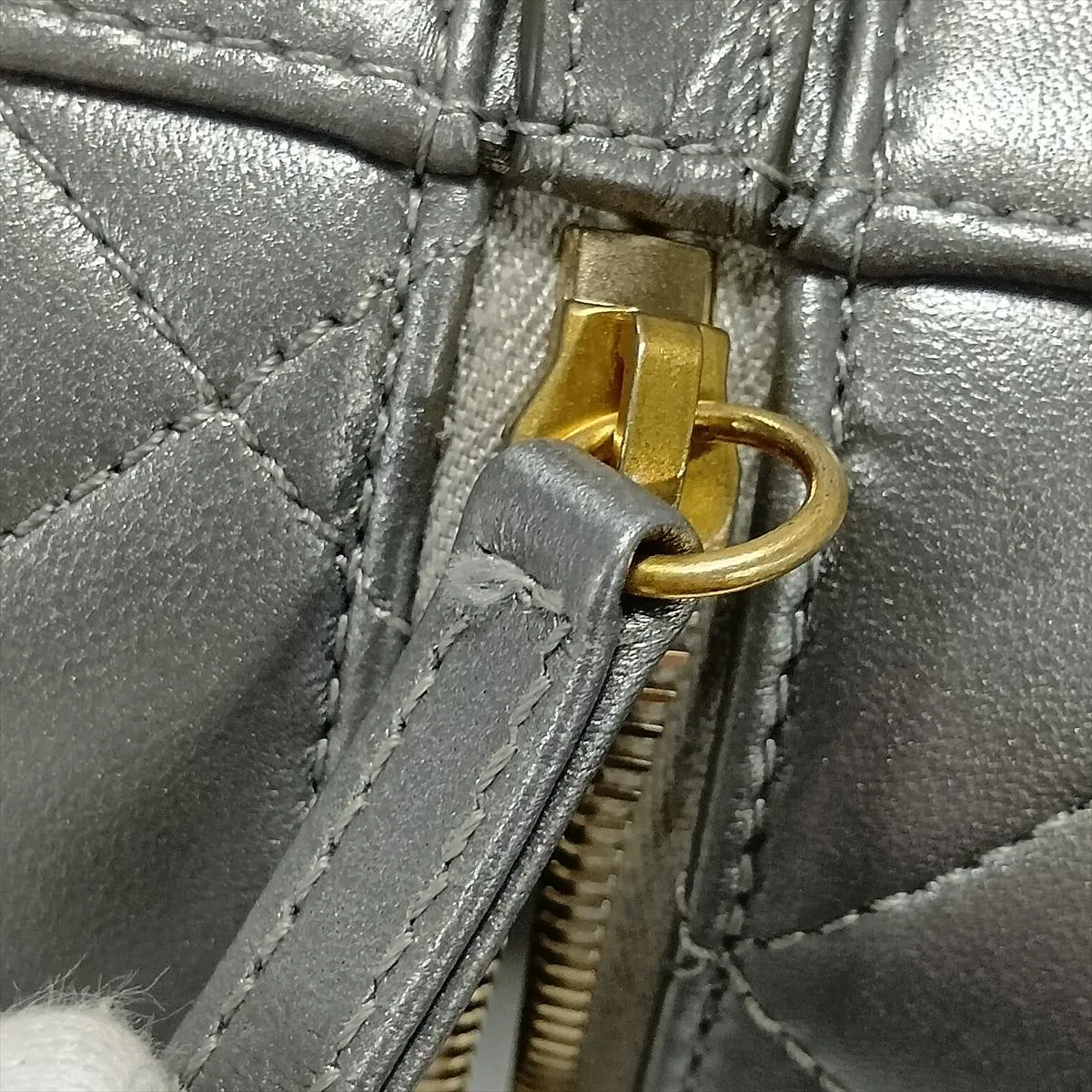 Matelassé Lambskin Chain Shoulder Bag, Silver with Gold and Silver Hardware, H40X0E17, Random Plate — view 11