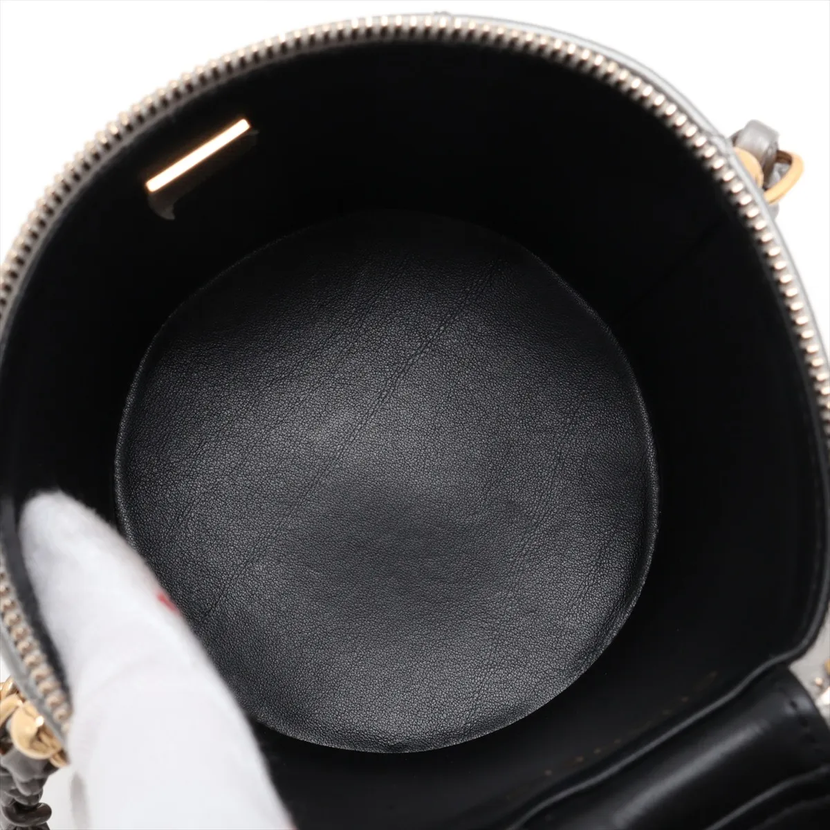 Matelassé Lambskin Chain Shoulder Bag, Silver with Gold and Silver Hardware, H40X0E17, Random Plate — view 6