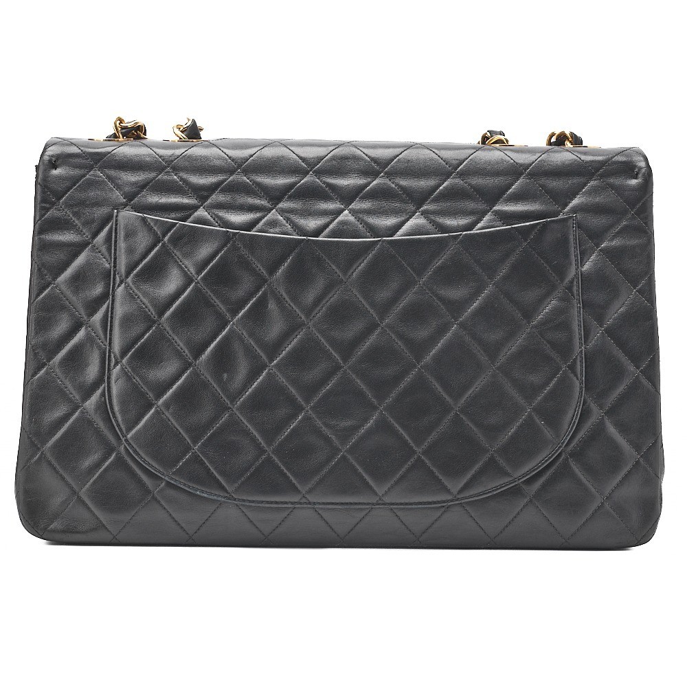 Lambskin large matelassé bag, 34cm, single chain shoulder bag, black — view 2