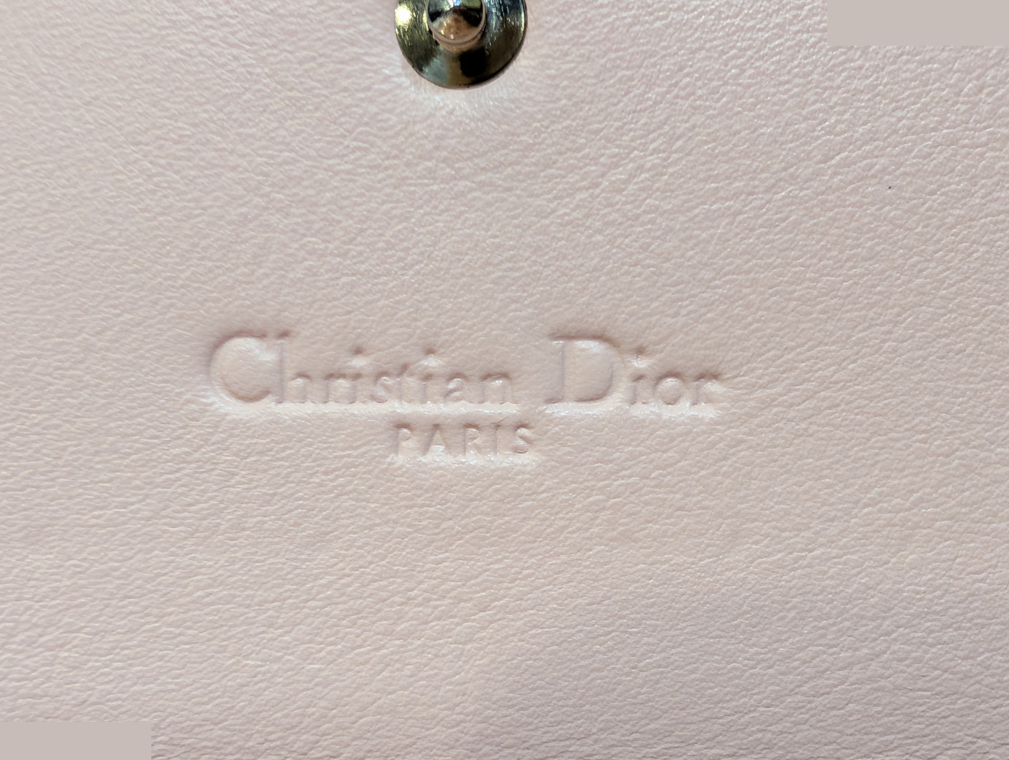 Cannage Enamel Chain Wallet with Dior Charm, Pink — view 7