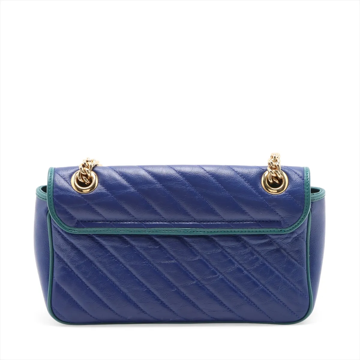 GG Marmont Leather Chain Shoulder Bag, Blue x Green, 443497 — view 2