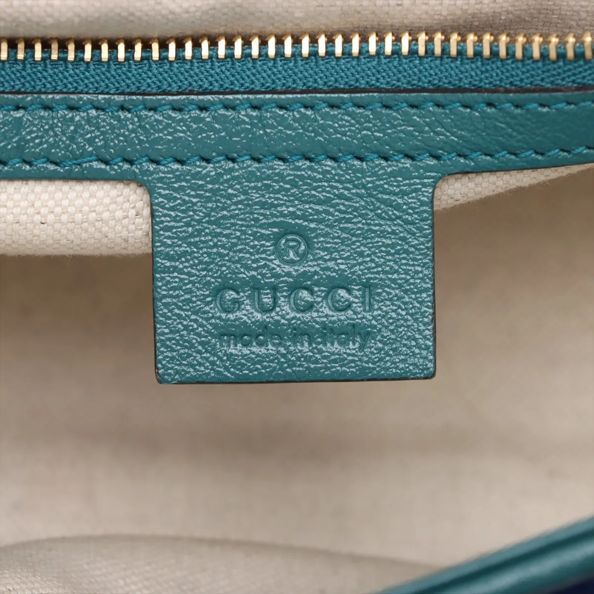 GG Marmont Leather Chain Shoulder Bag, Blue x Green, 443497 — view 8