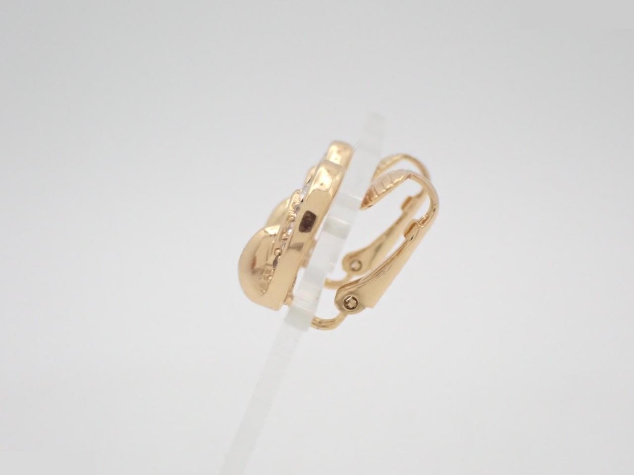 Earrings, GP (Gold Plated) with rhinestones, gold color. — view 3