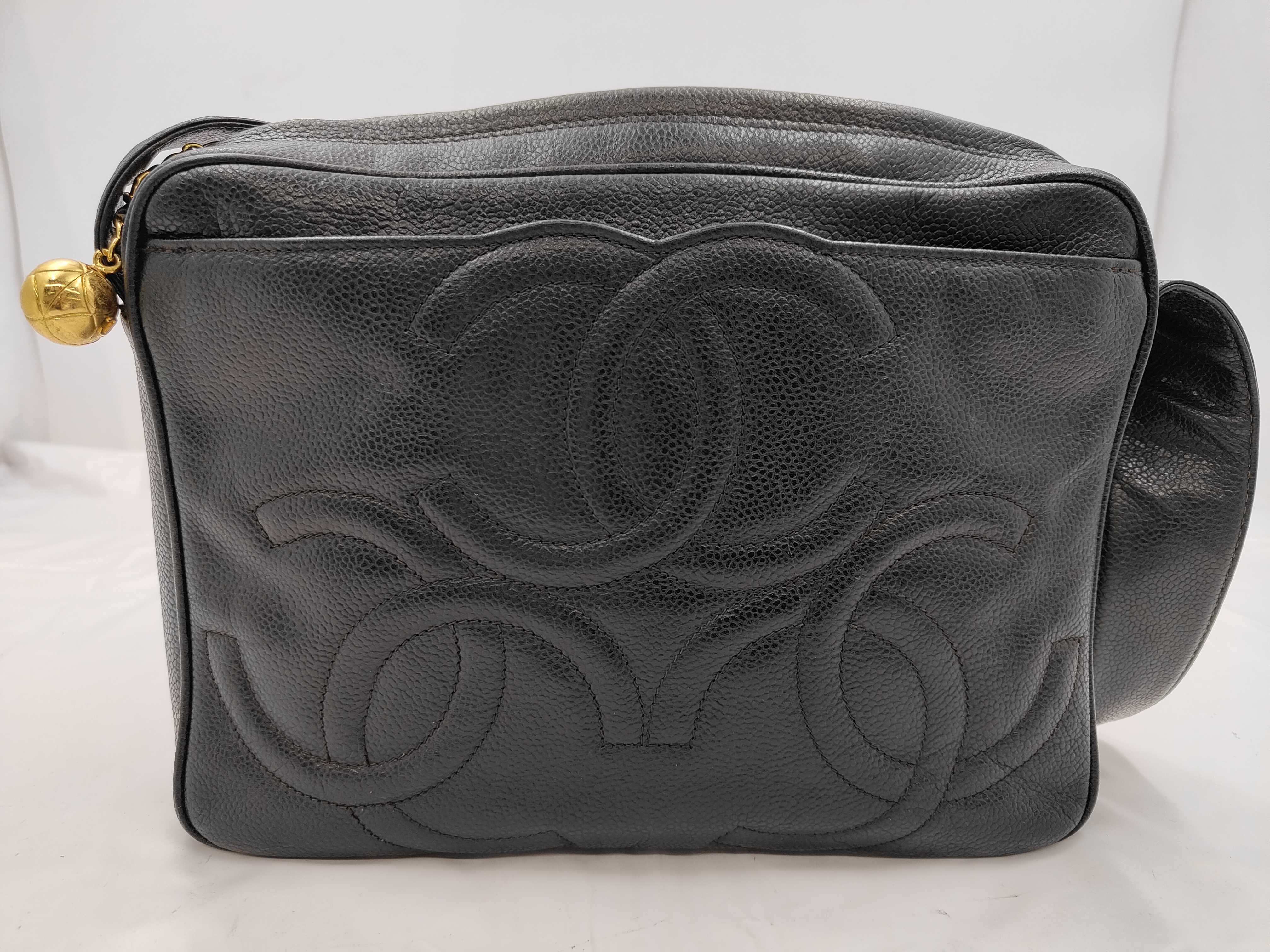Caviar Skin Triple Coco Shoulder Bag