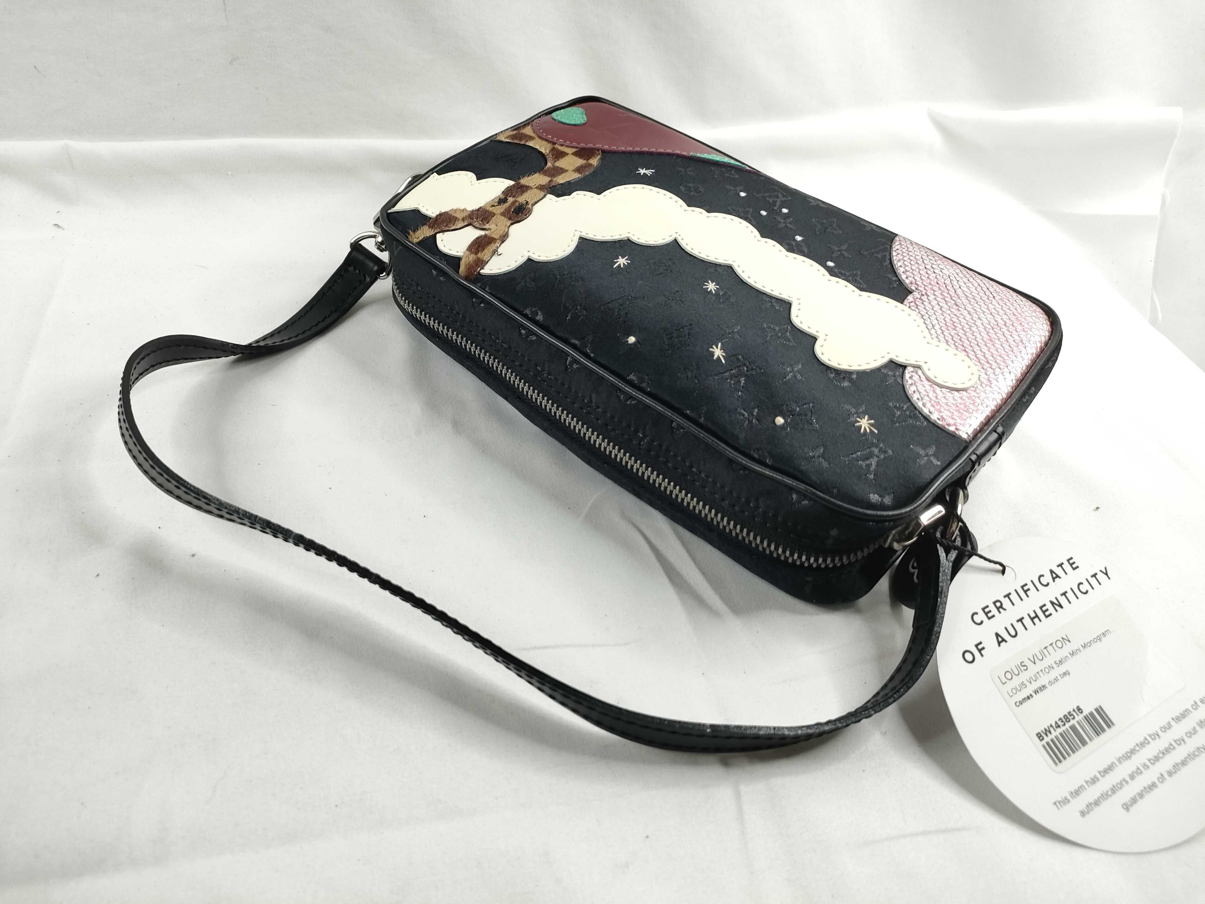 Monogram Mini Louis Vuitton Black Monogram Mini Satin Pochette Conte de Fée M92275 Shoulder Bag — view 6
