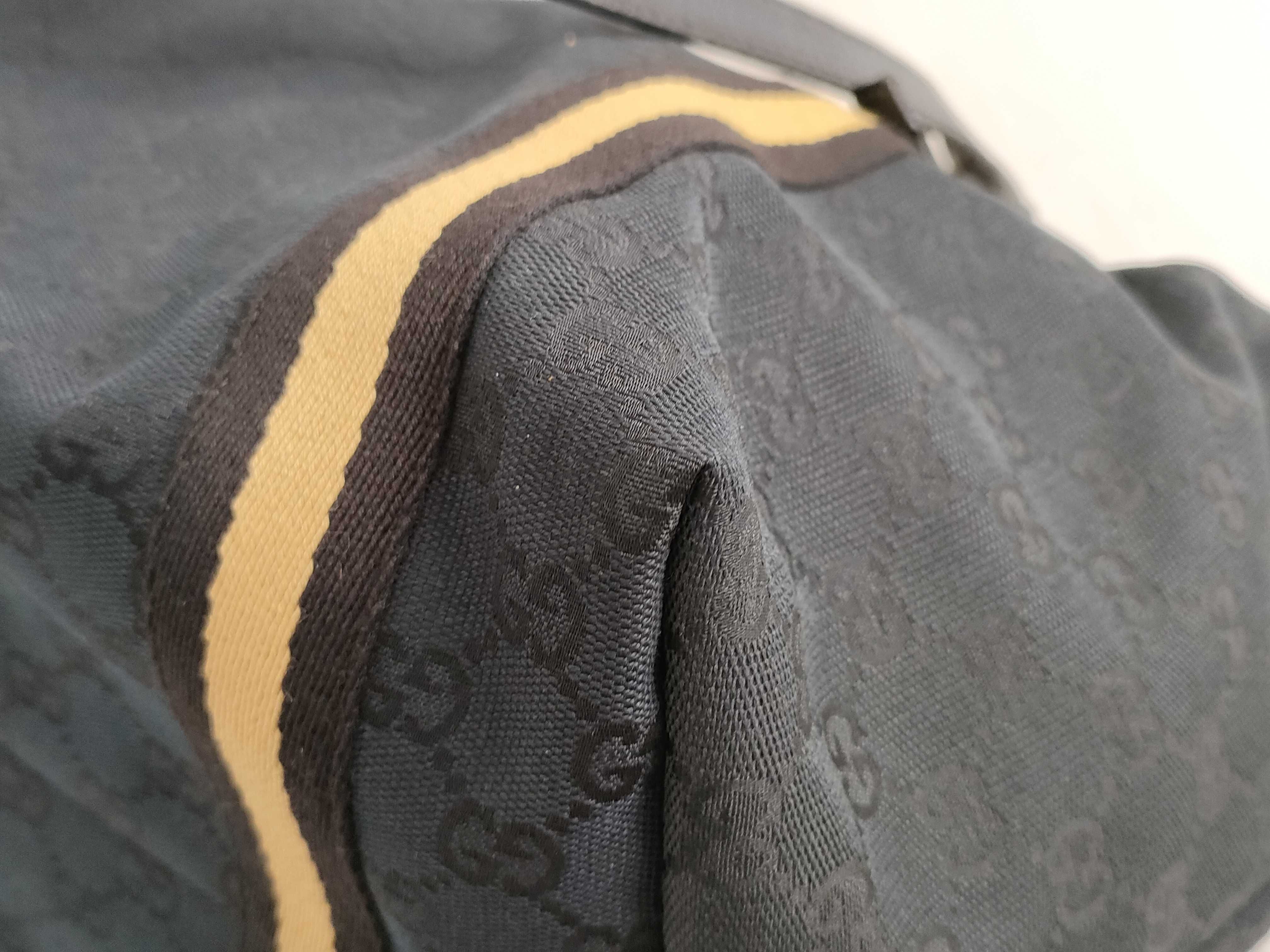 GG Canvas Tote Bag, Canvas Sherry Line, Black and Yellow Tote Bag — view 6