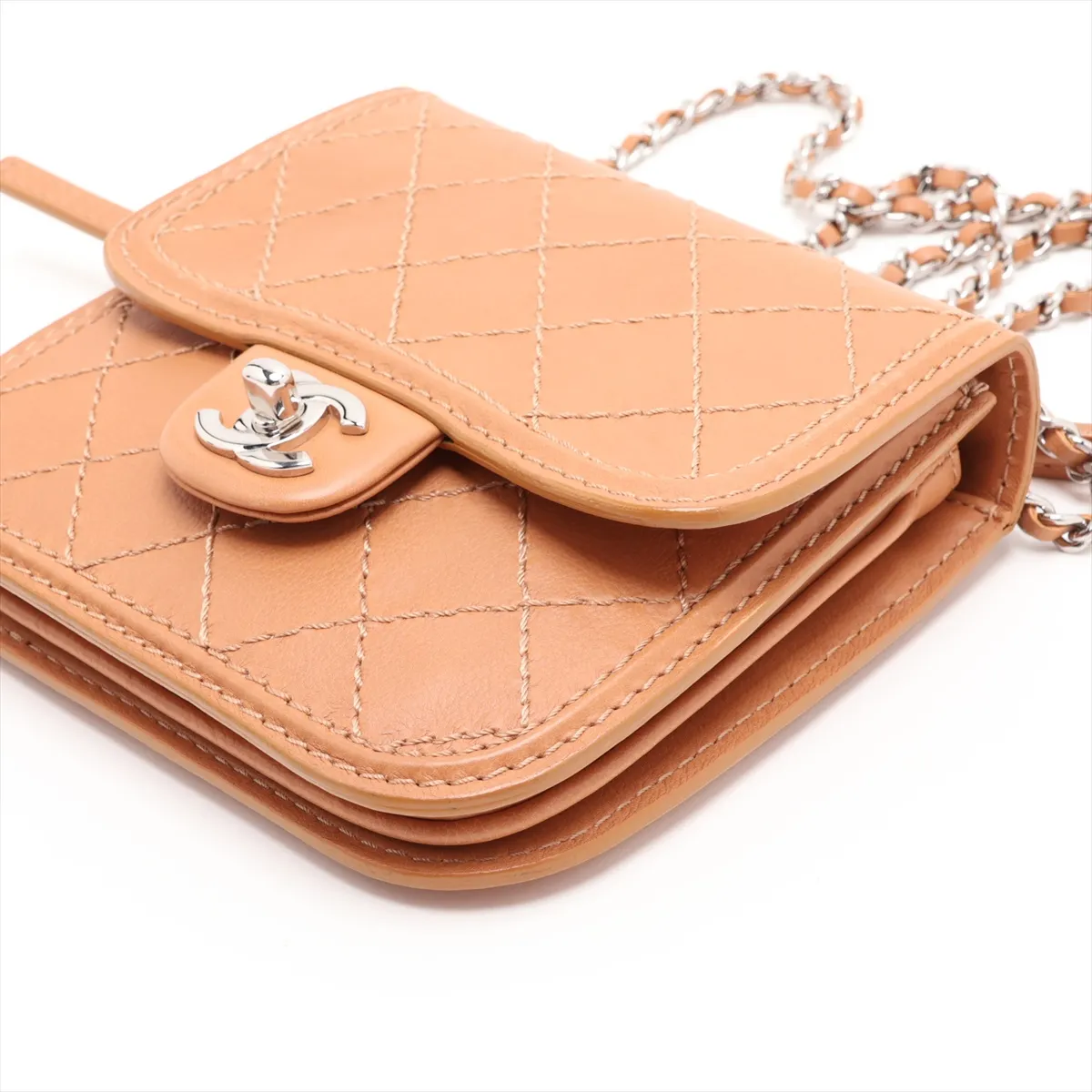 Wild Stitch Leather Chain Shoulder Bag, Beige, Silver Hardware, Item Number 17864366 (Serial Number 17) — view 3