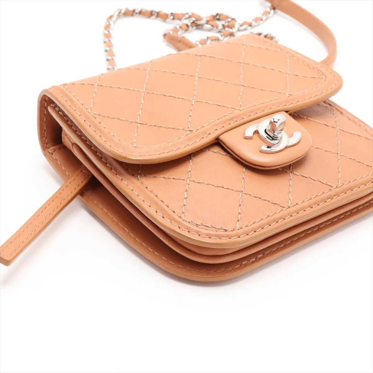 Wild Stitch Leather Chain Shoulder Bag, Beige, Silver Hardware, Item Number 17864366 (Serial Number 17) — view 4