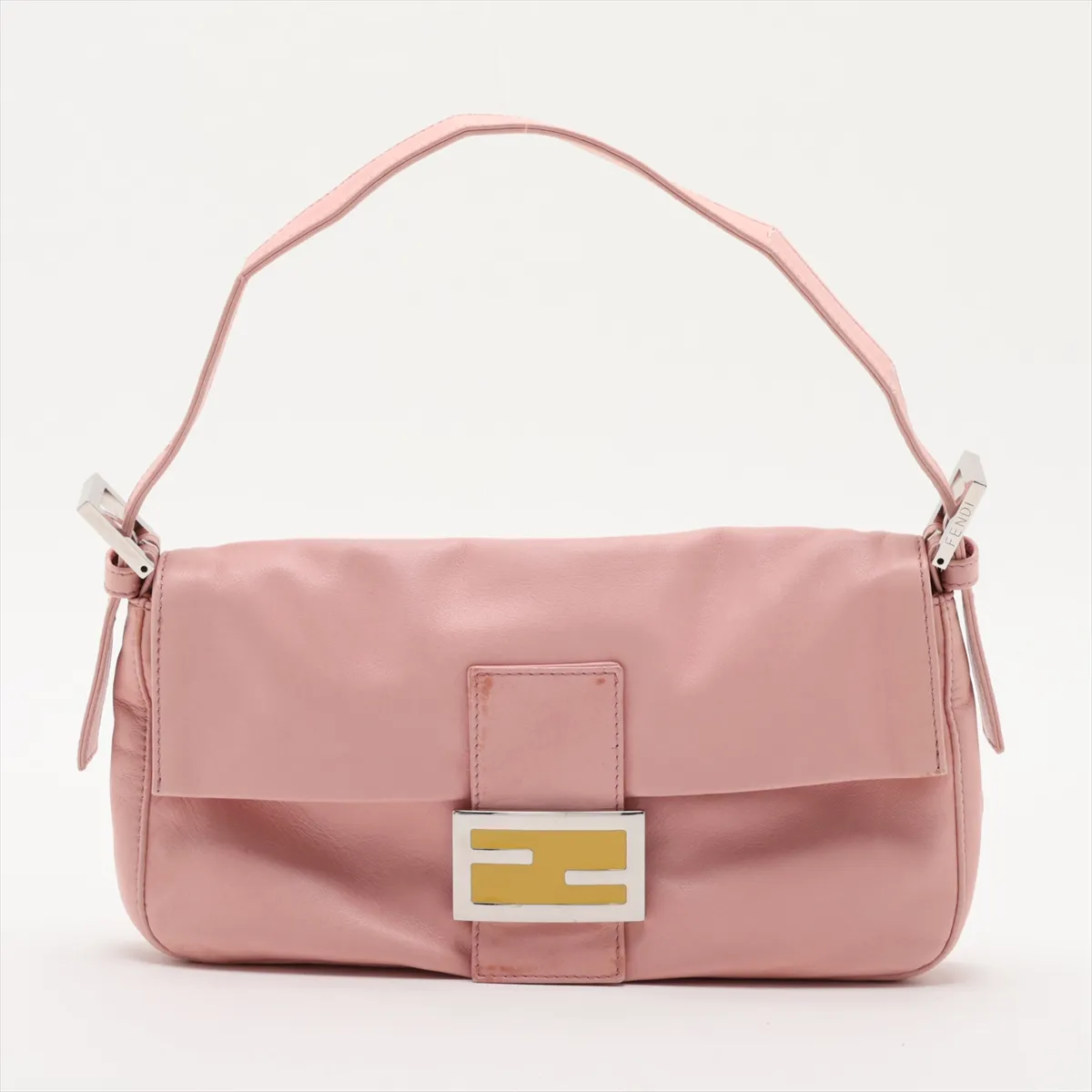 Mamma Bucket 26424 Leather Shoulder Bag, Pink, with aftermarket repairs.