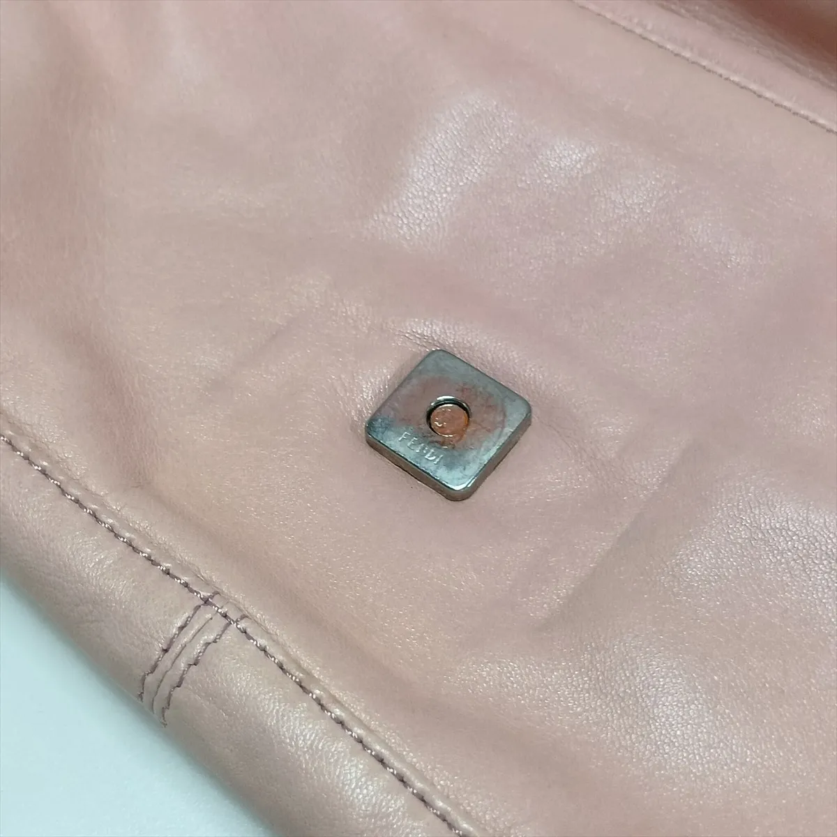 Mamma Bucket 26424 Leather Shoulder Bag, Pink, with aftermarket repairs. — view 11