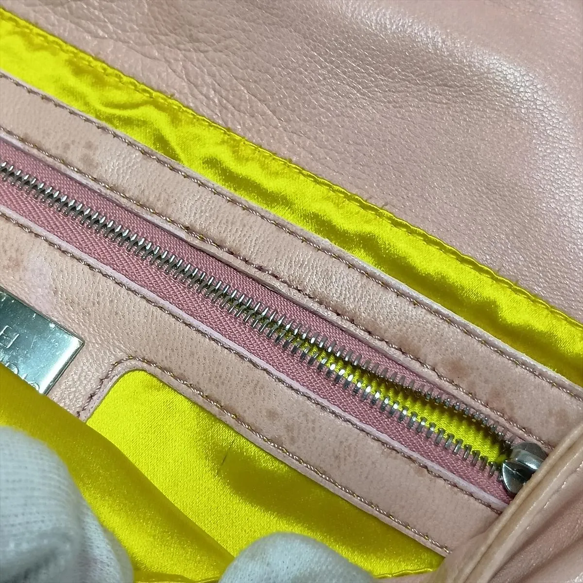 Mamma Bucket 26424 Leather Shoulder Bag, Pink, with aftermarket repairs. — view 13