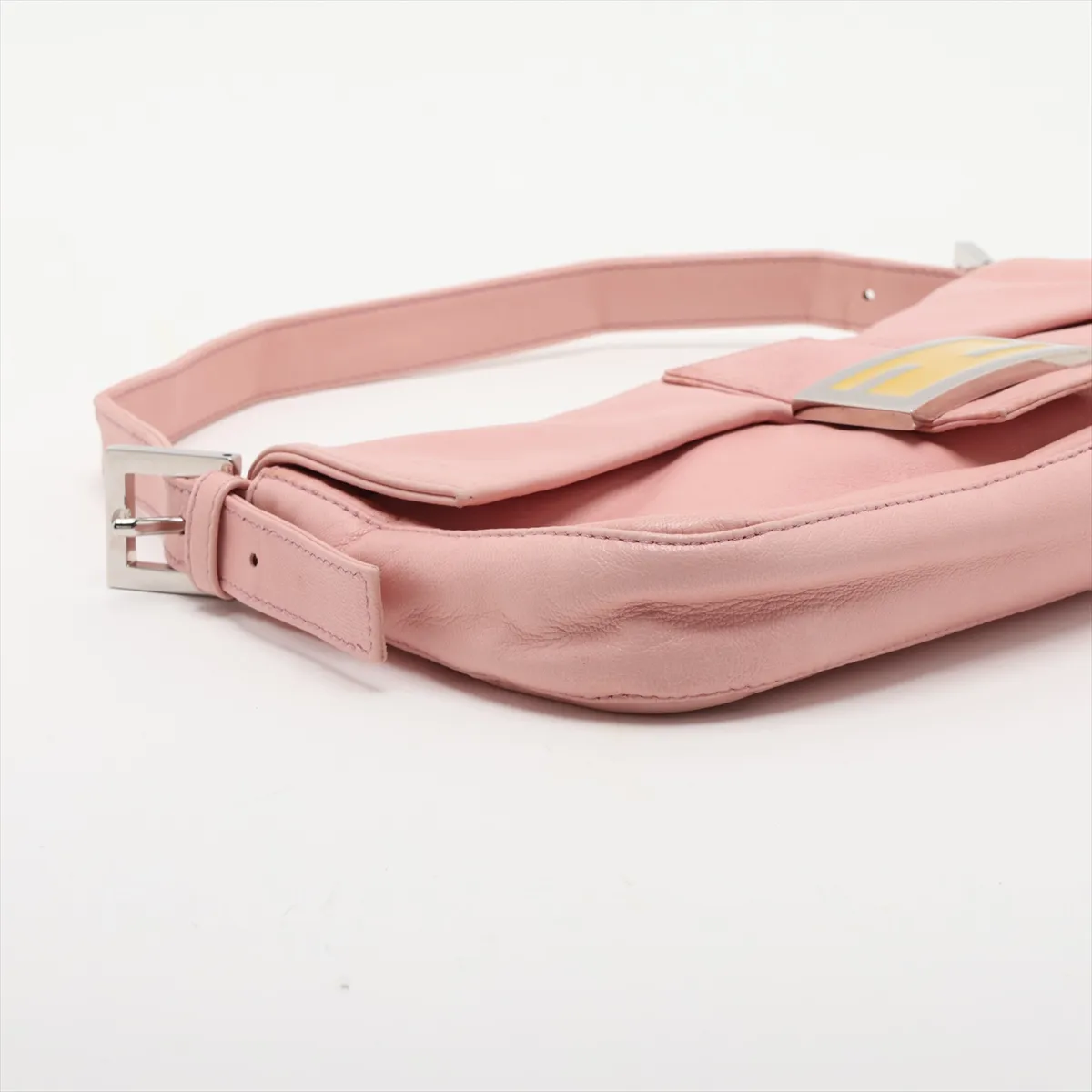 Mamma Bucket 26424 Leather Shoulder Bag, Pink, with aftermarket repairs. — view 4