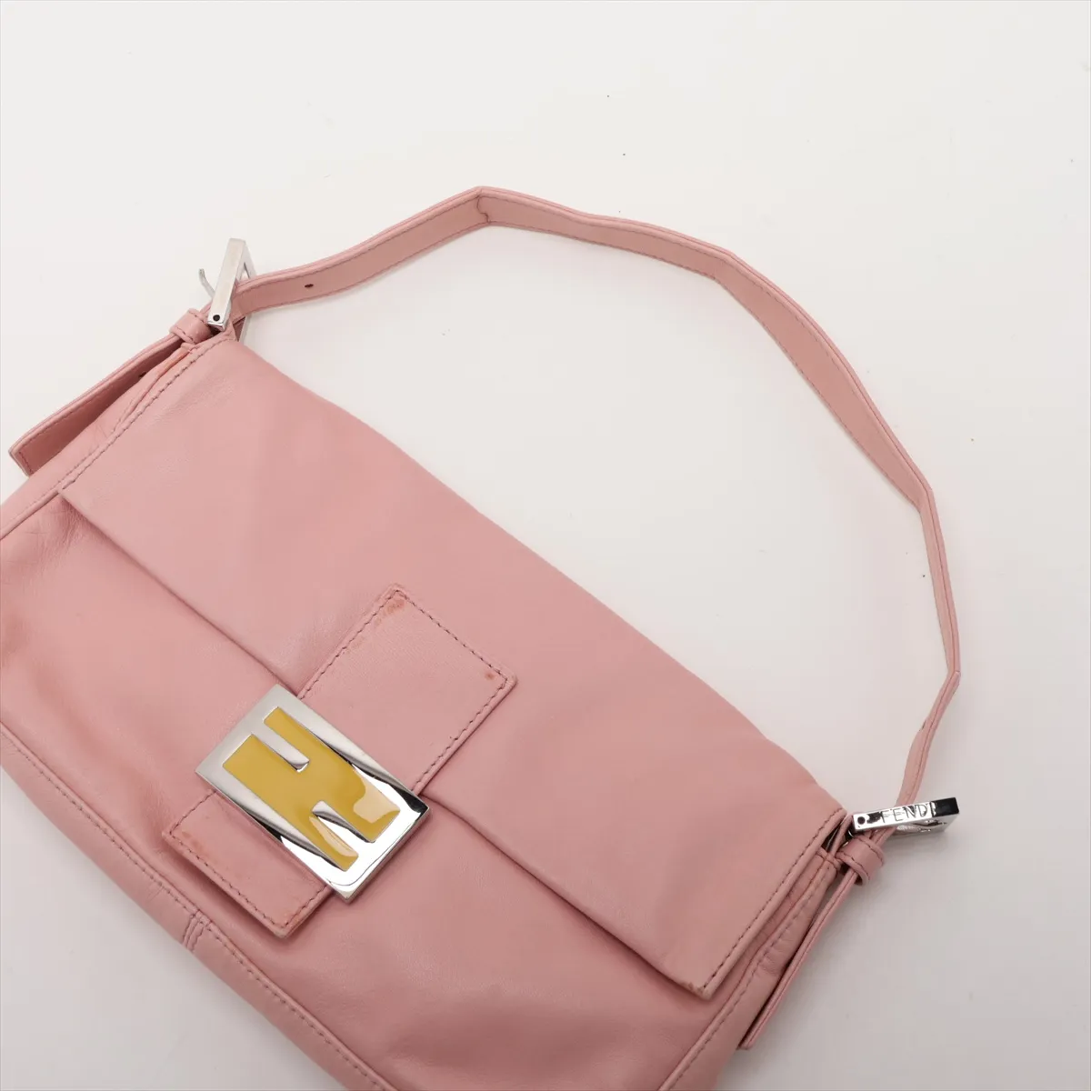 Mamma Bucket 26424 Leather Shoulder Bag, Pink, with aftermarket repairs. — view 5