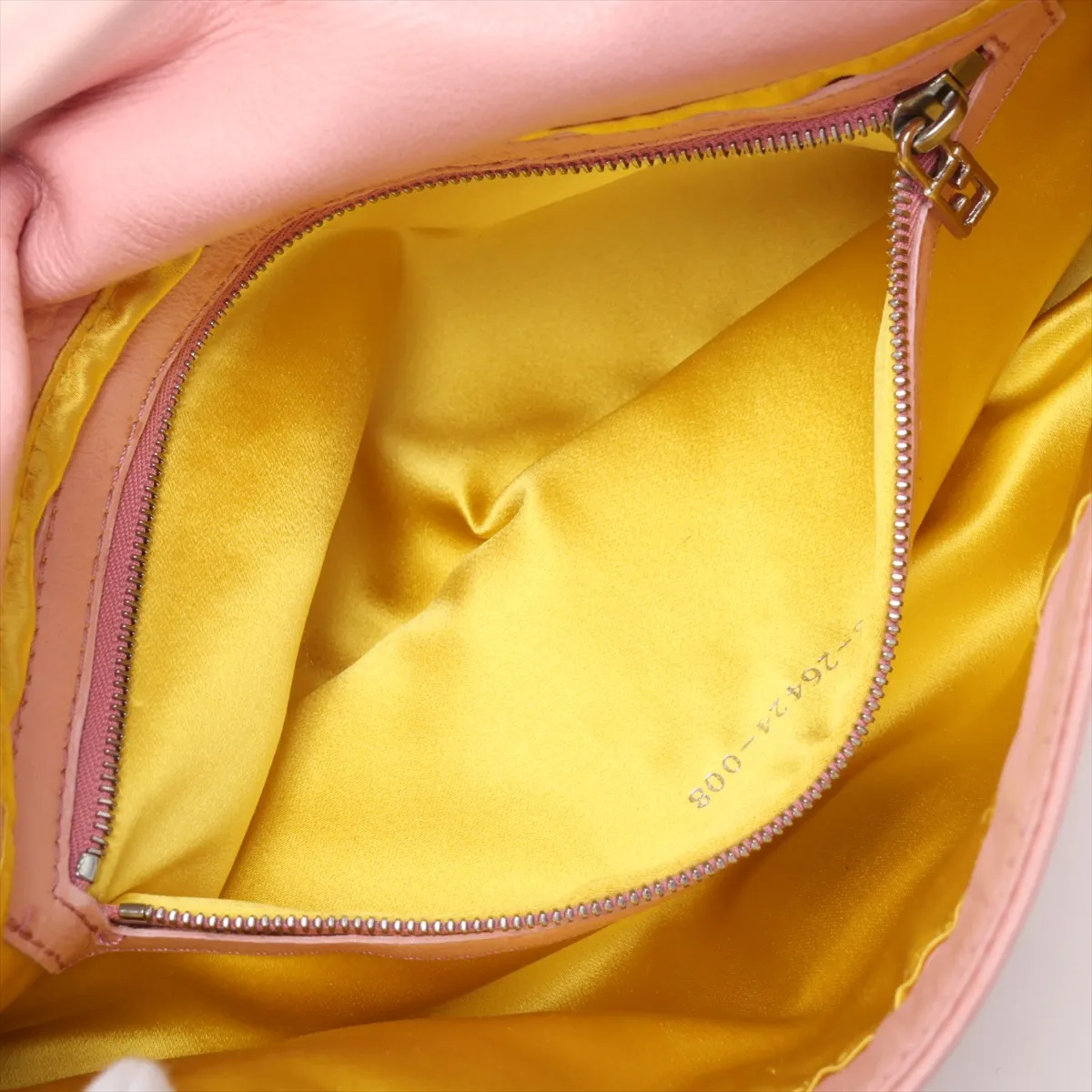 Mamma Bucket 26424 Leather Shoulder Bag, Pink, with aftermarket repairs. — view 7