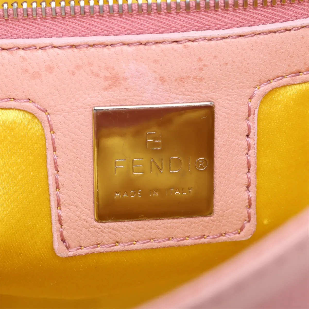 Mamma Bucket 26424 Leather Shoulder Bag, Pink, with aftermarket repairs. — view 8