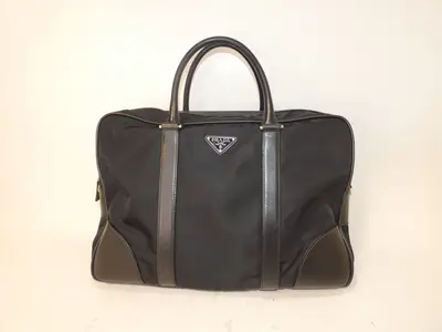 Nylon Saffiano Black Handbag Boston Business Bag