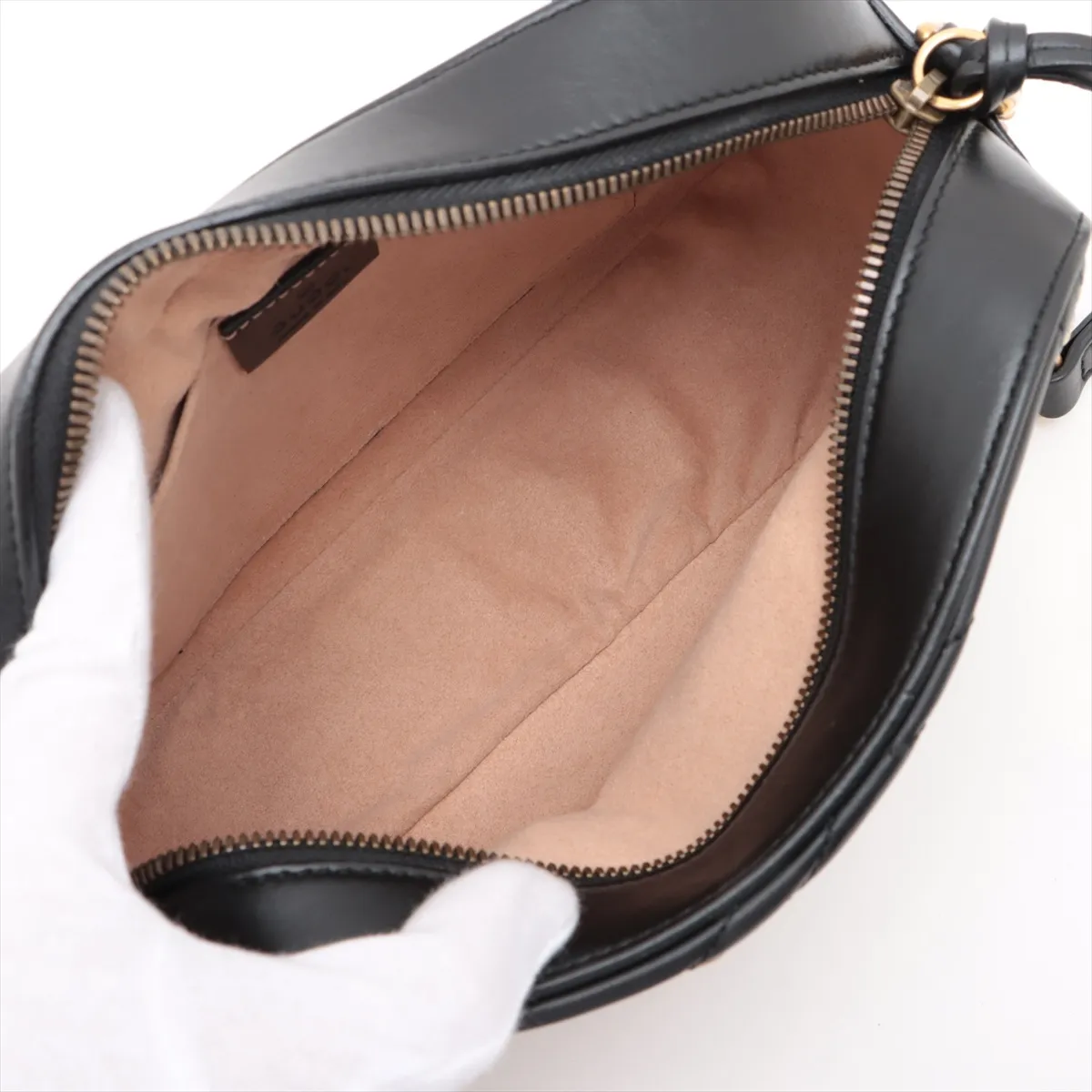 GG Marmont Leather Chain Shoulder Bag Black 447632 — view 6