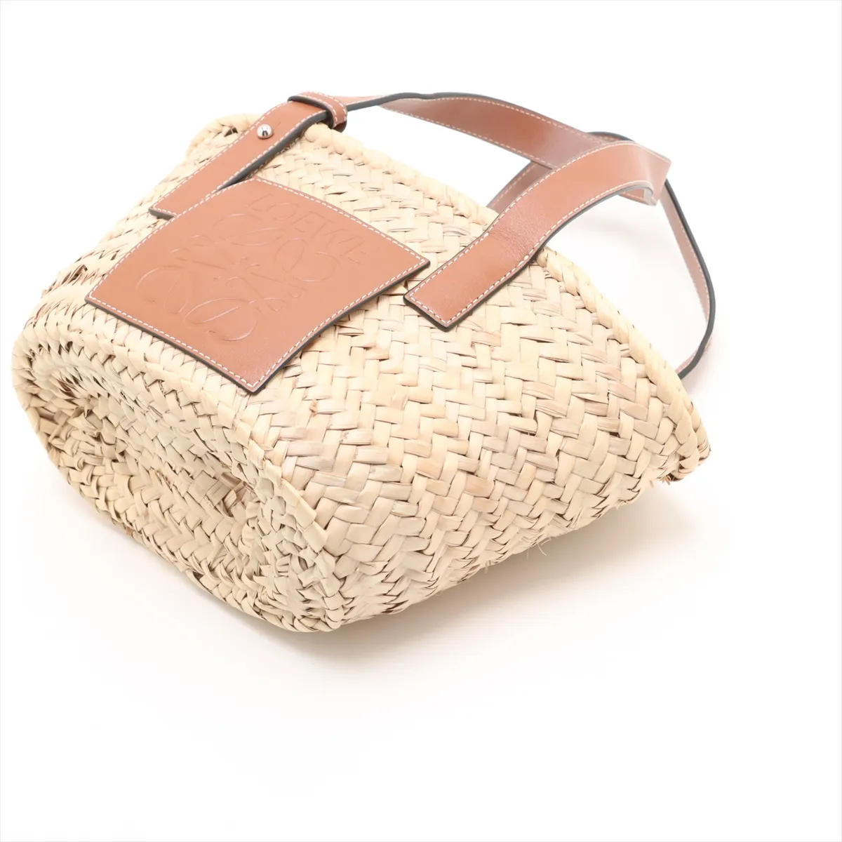 Basket Small Raffia x Leather Basket Bag Beige x Brown — view 3