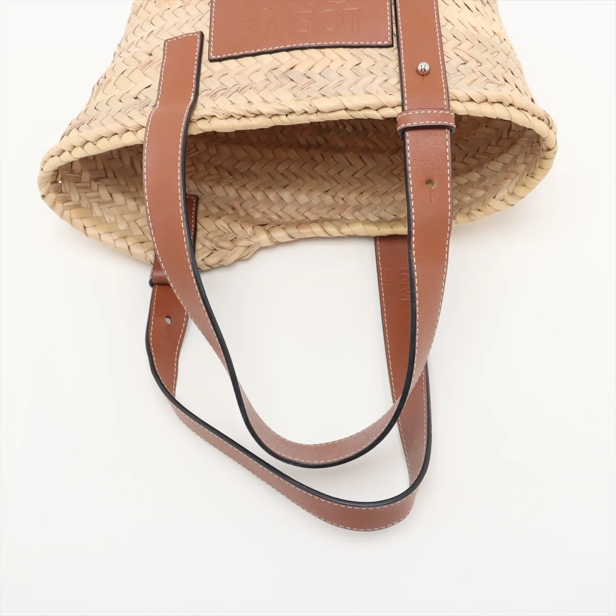 Basket Small Raffia x Leather Basket Bag Beige x Brown — view 5