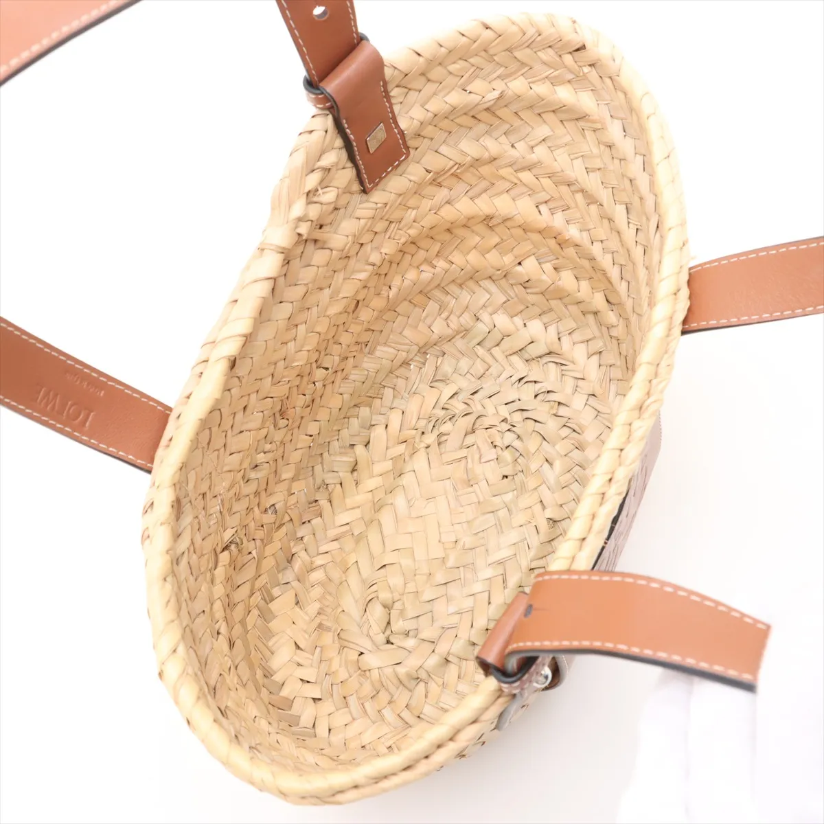Basket Small Raffia x Leather Basket Bag Beige x Brown — view 7