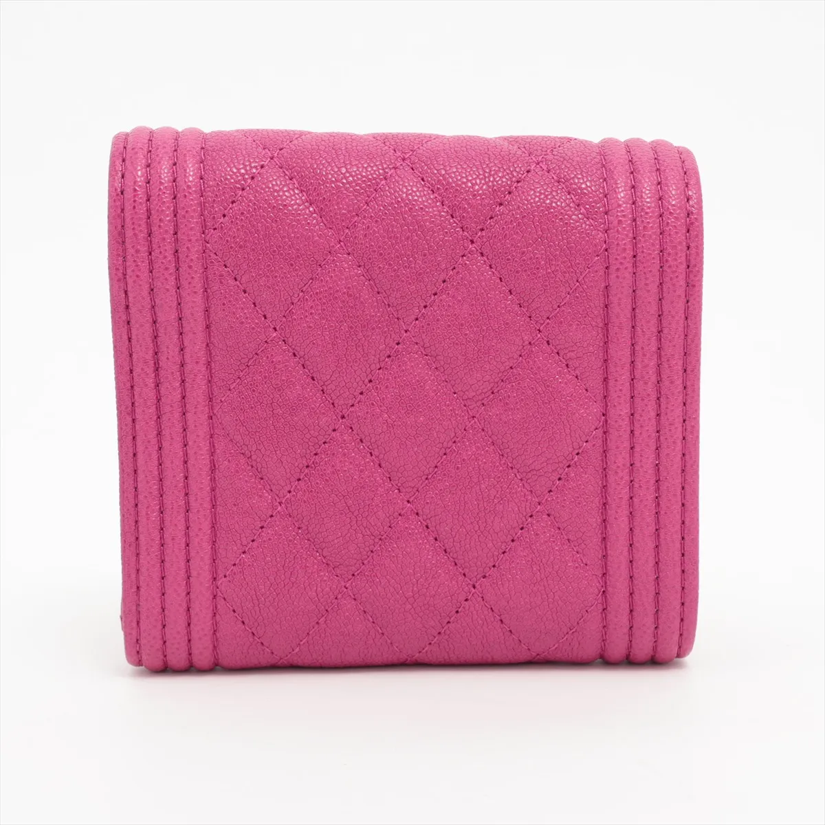 Boy Chanel Caviar Skin Compact Wallet Pink Gold Hardware 28782474 — view 2