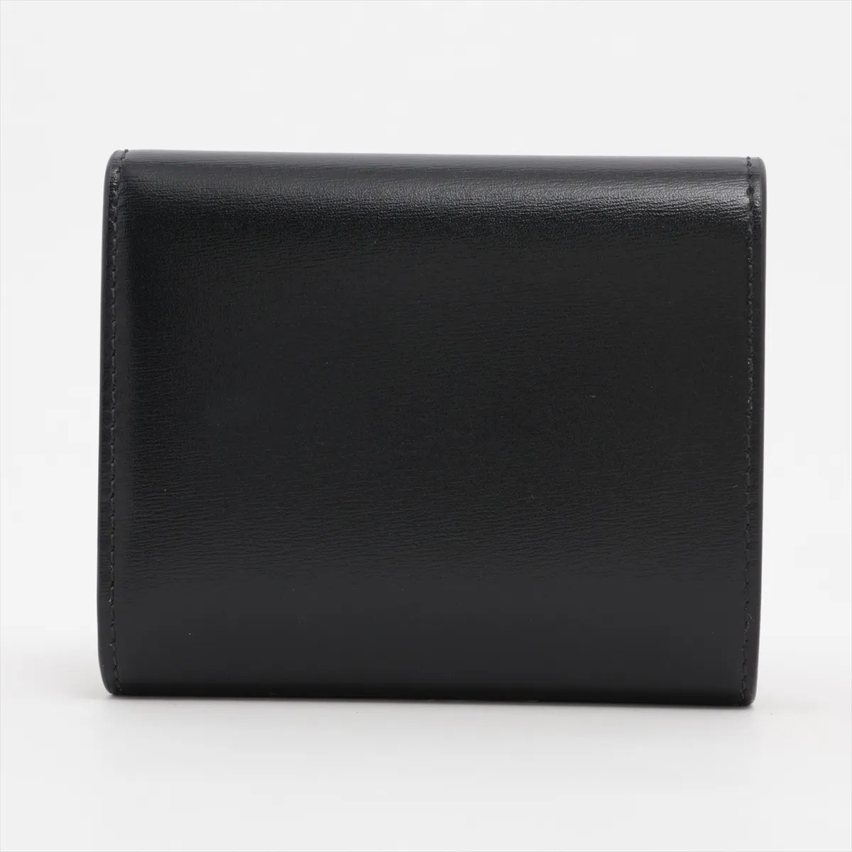 Triomphe Small Flap Wallet Leather Compact Wallet Black — view 2