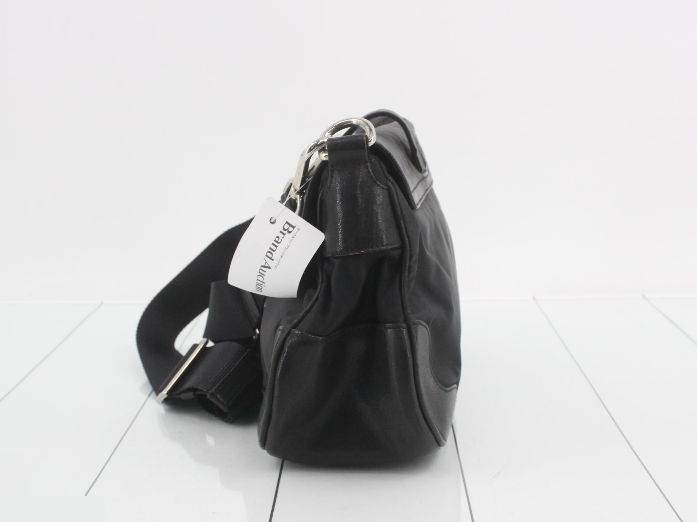 Leather and nylon combination shoulder bag — view 3