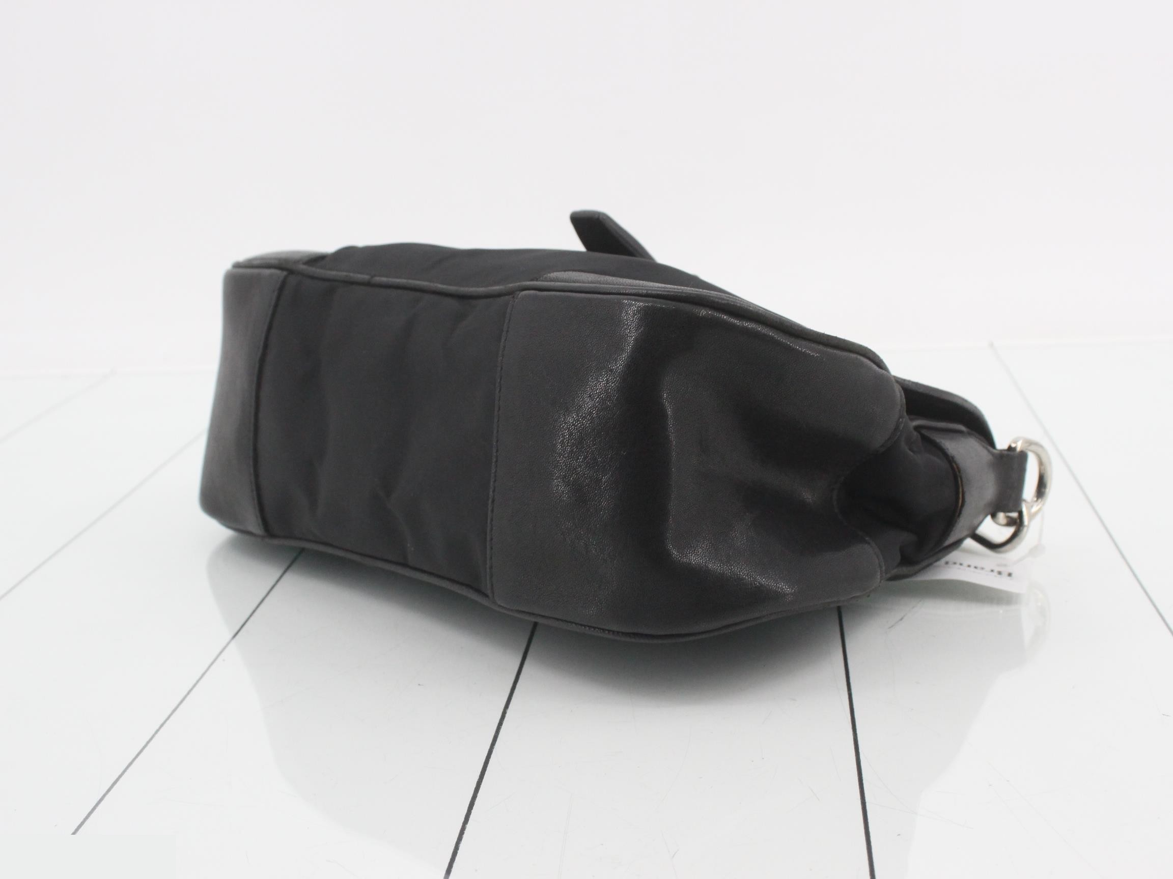 Leather and nylon combination shoulder bag — view 6