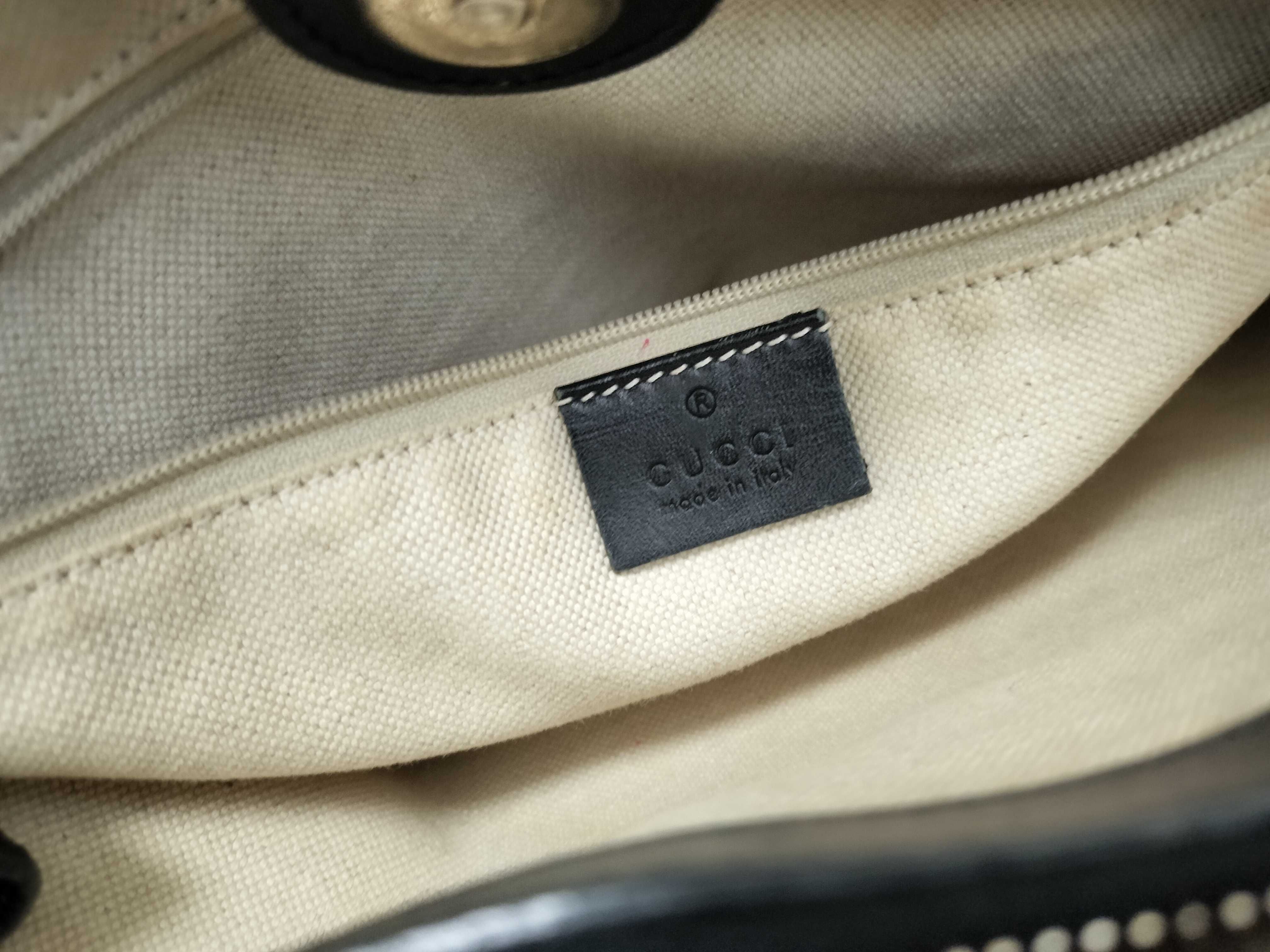 GG Canvas Gucci Sukey Handbag GG Canvas Black Leather 296835 Tote Bag — view 11