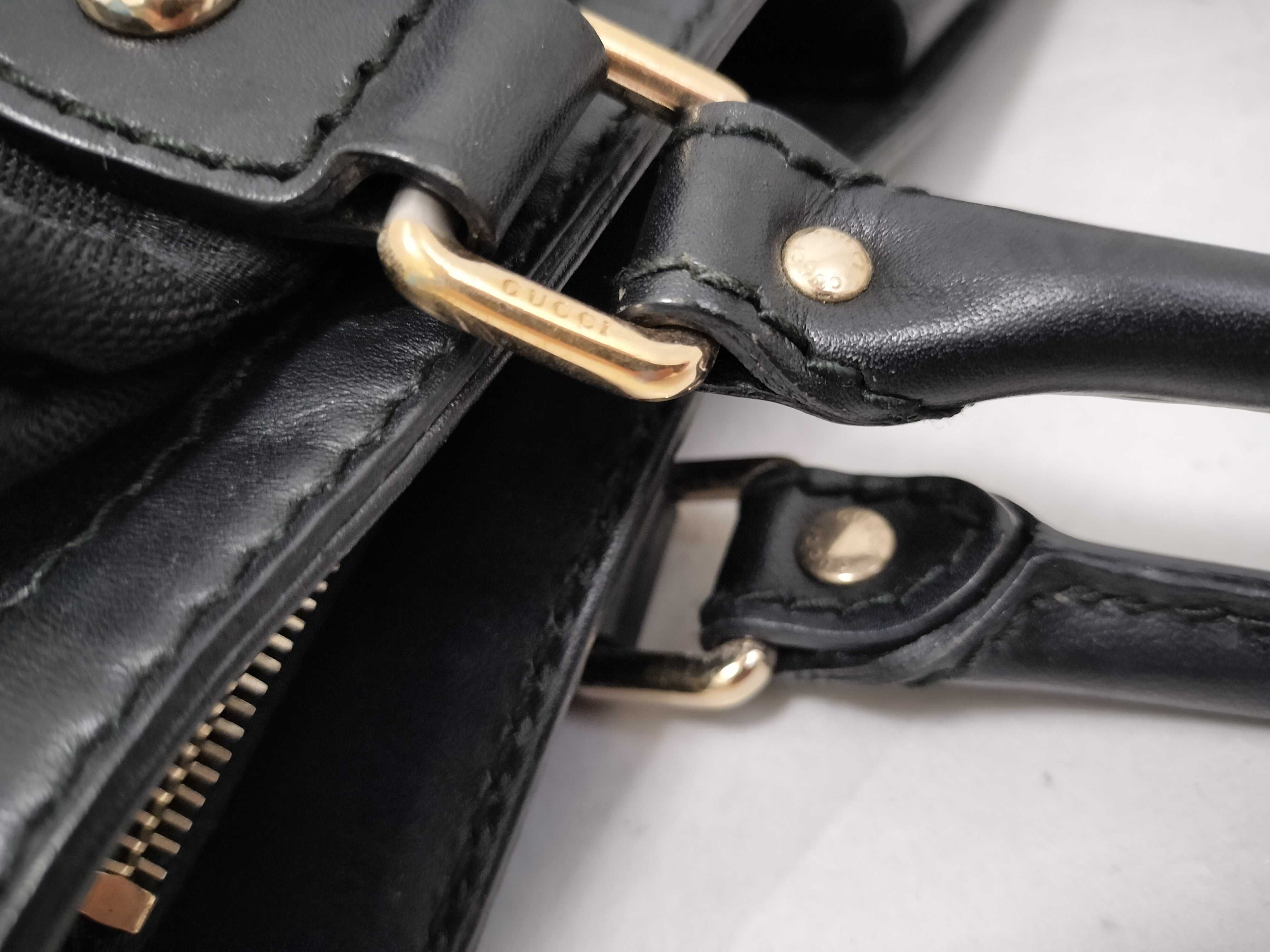 GG Canvas Gucci Sukey Handbag GG Canvas Black Leather 296835 Tote Bag — view 5