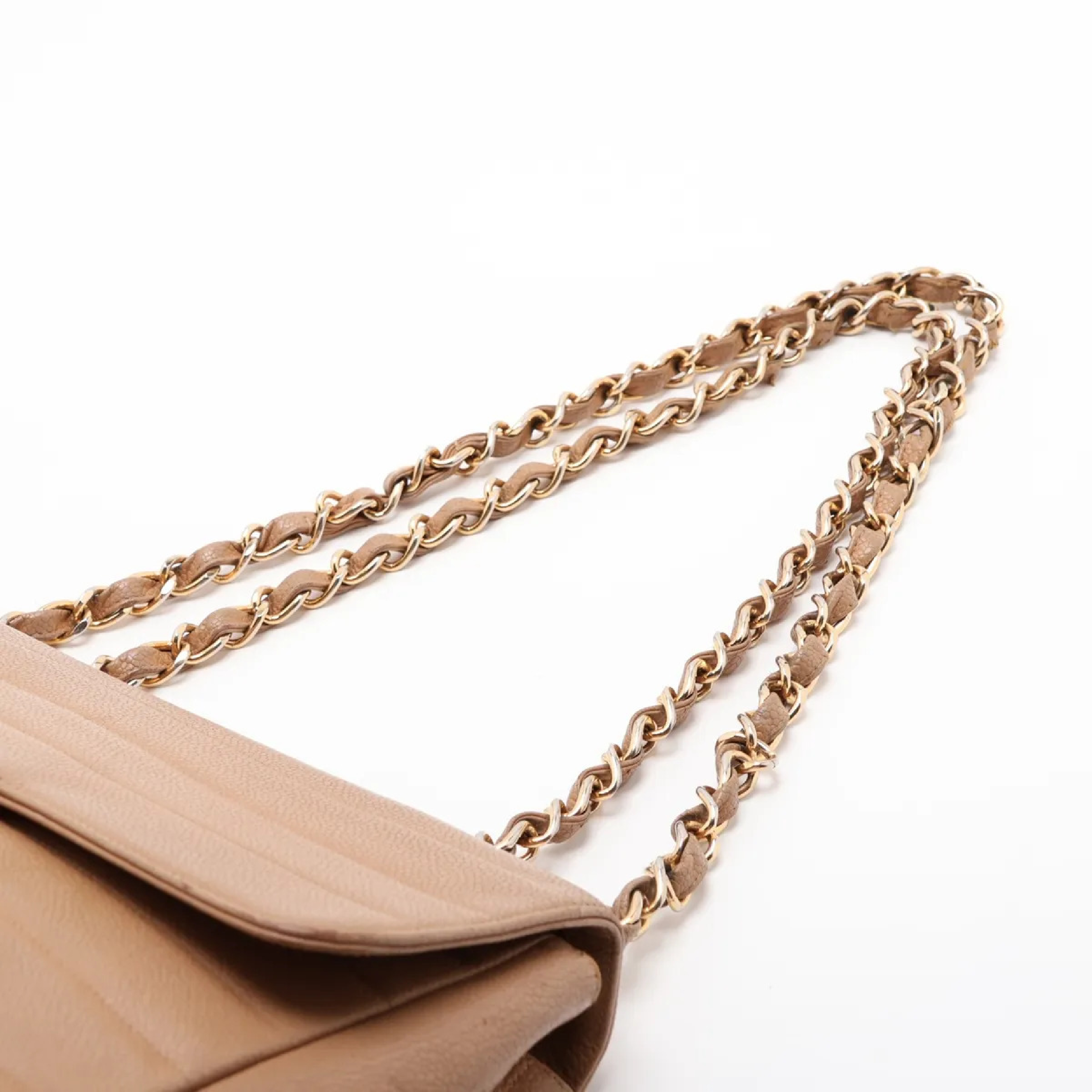Mademoiselle Caviar Skin Single Flap Double Chain Shoulder Bag — view 3