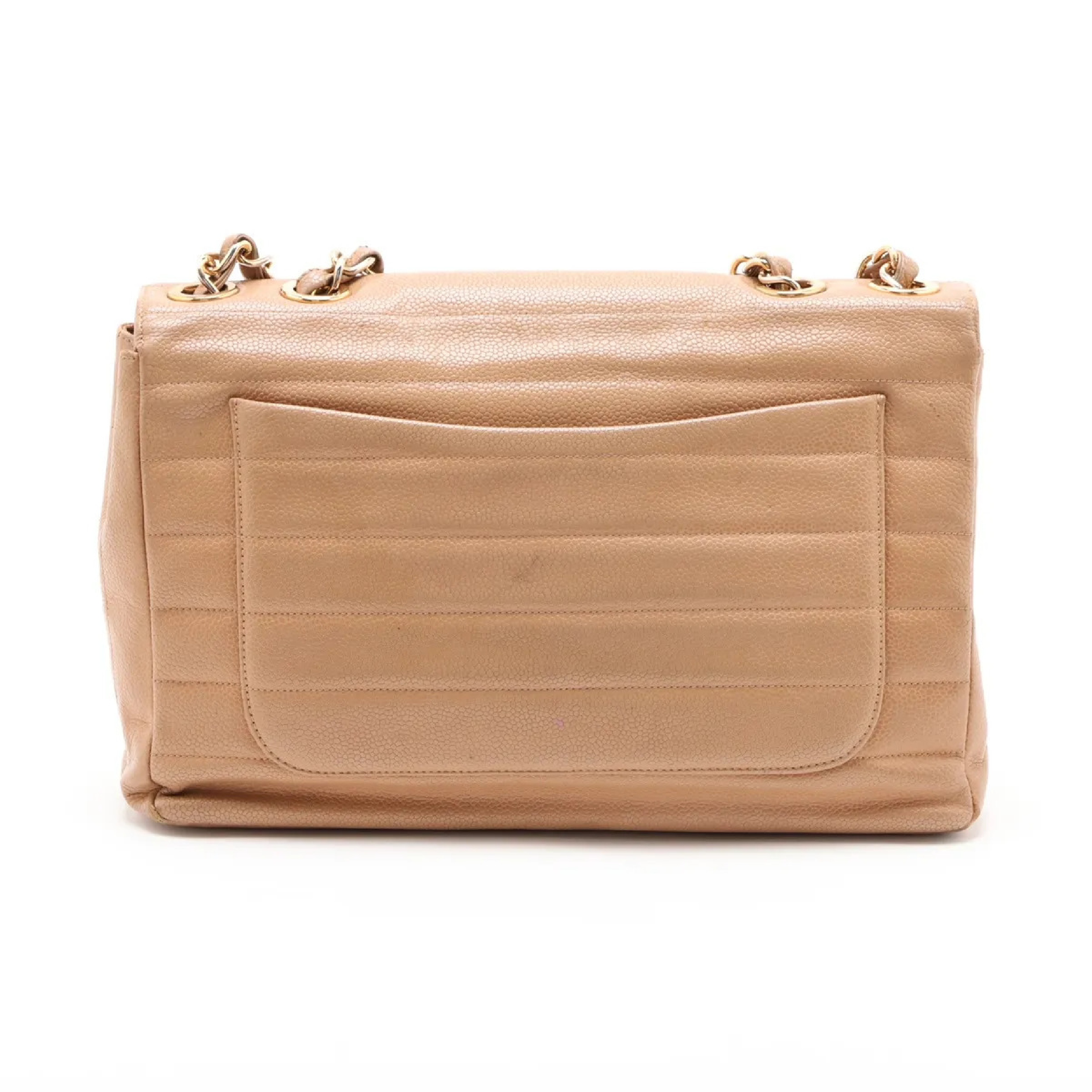 Mademoiselle Caviar Skin Single Flap Double Chain Shoulder Bag — view 4