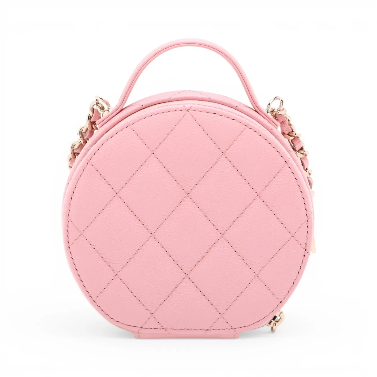 Matelassé Caviar Skin 2-Way Shoulder Bag, Round Shape, Pink, Gold Hardware, 31877728 (Serial Number 31) — view 2