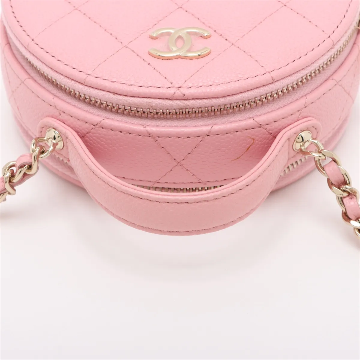 Matelassé Caviar Skin 2-Way Shoulder Bag, Round Shape, Pink, Gold Hardware, 31877728 (Serial Number 31) — view 5