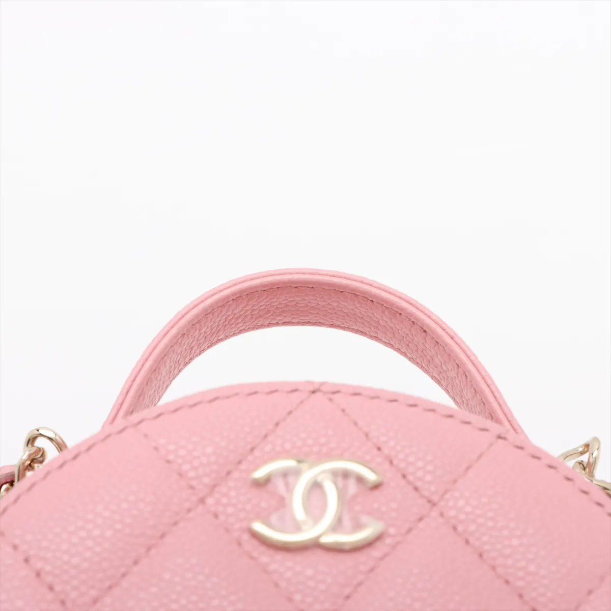 Matelassé Caviar Skin 2-Way Shoulder Bag, Round Shape, Pink, Gold Hardware, 31877728 (Serial Number 31) — view 6
