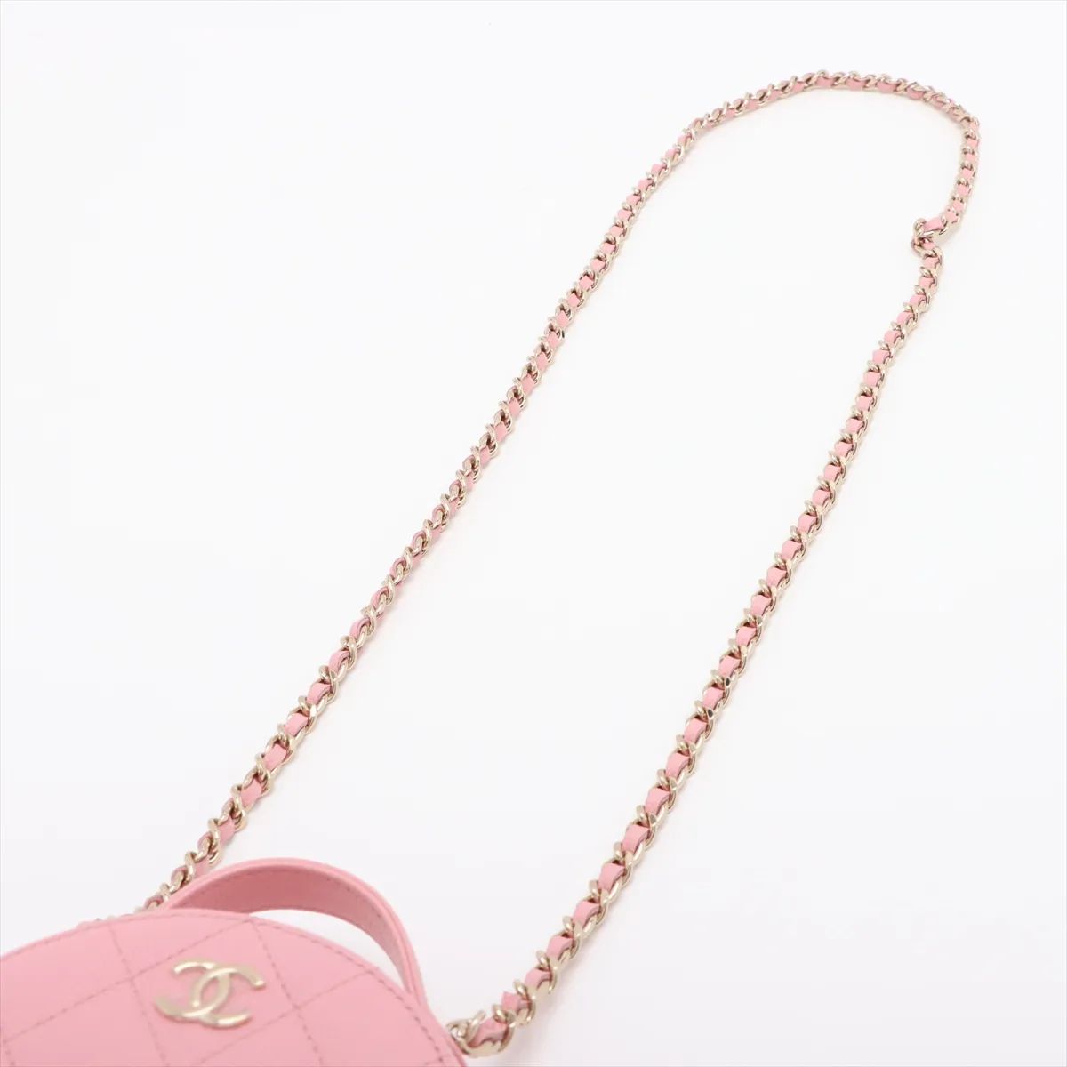 Matelassé Caviar Skin 2-Way Shoulder Bag, Round Shape, Pink, Gold Hardware, 31877728 (Serial Number 31) — view 7