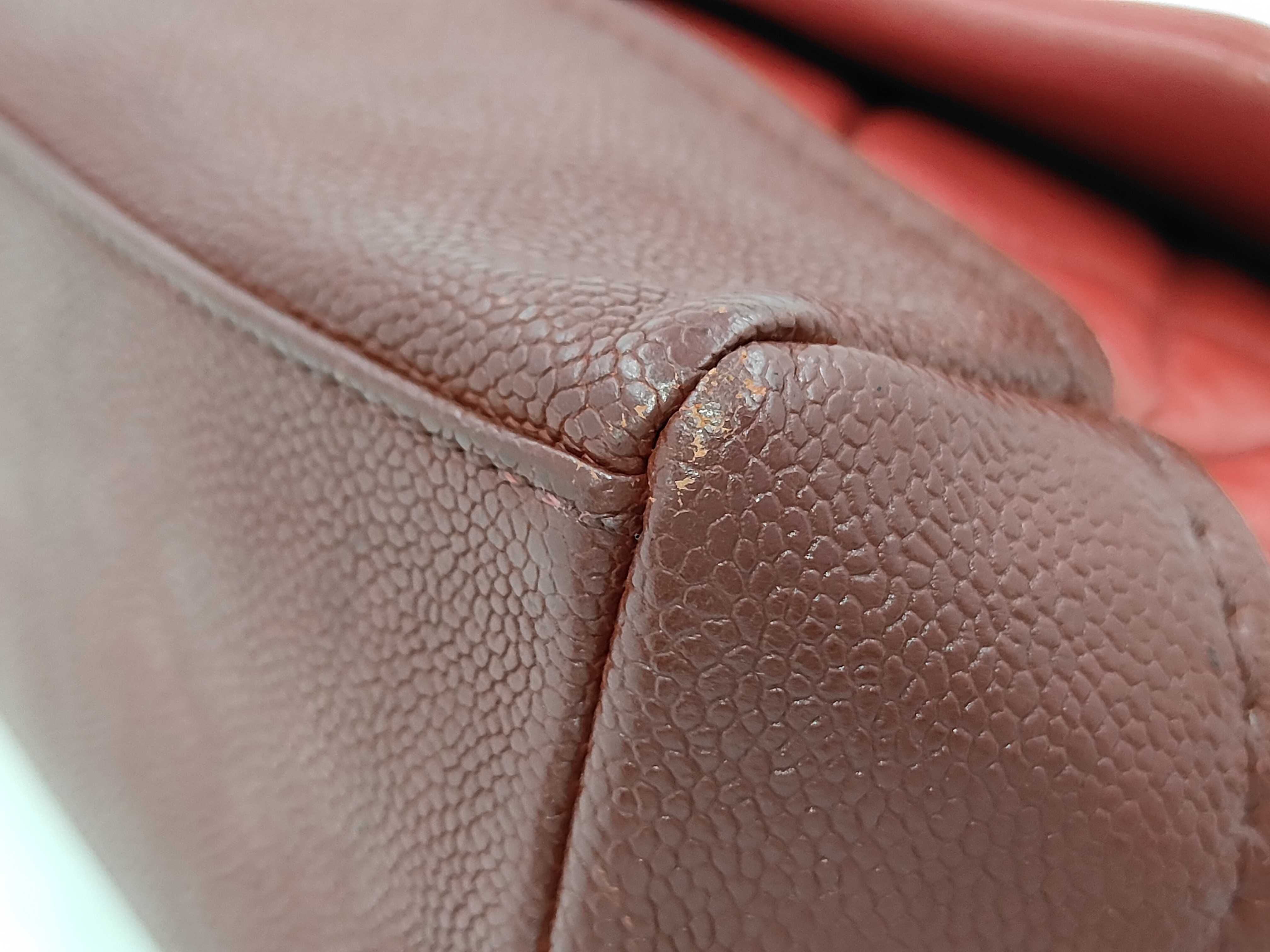 Matelassé Caviar Skin x Lambskin Chain Shoulder Bag, Red x Bordeaux, with original seal, serial number 19 series. — view 6