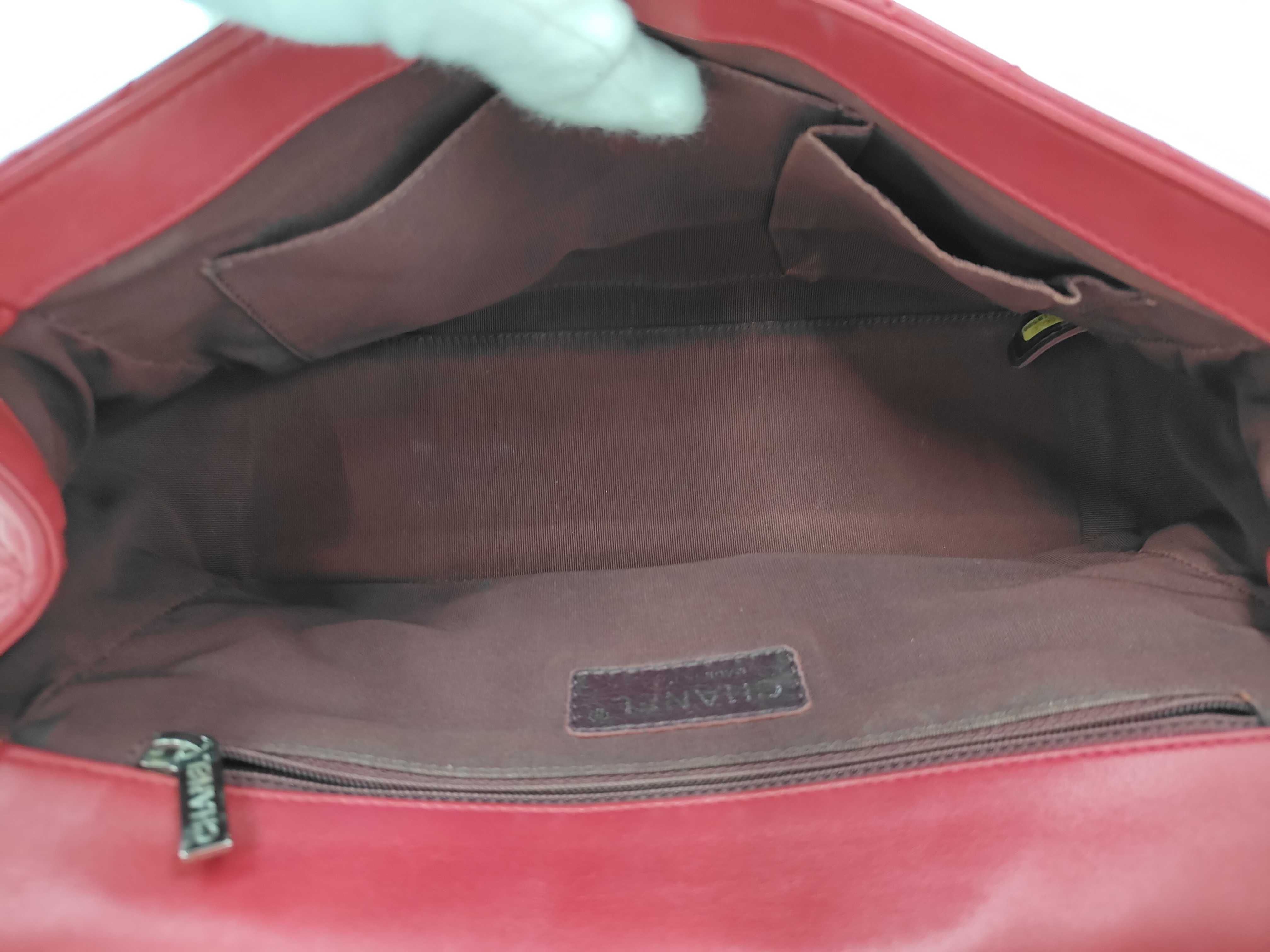 Matelassé Caviar Skin x Lambskin Chain Shoulder Bag, Red x Bordeaux, with original seal, serial number 19 series. — view 8