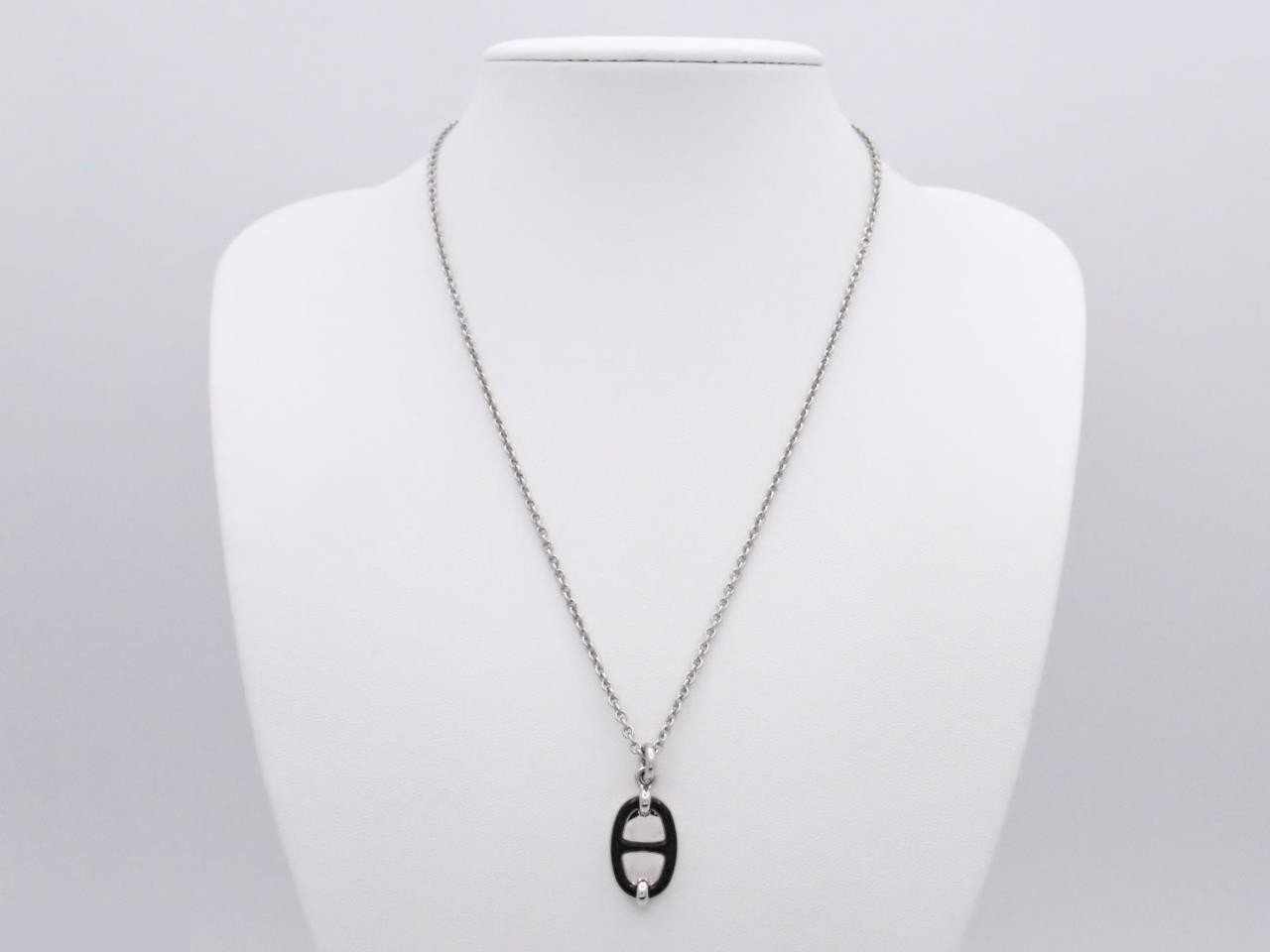 Mini Maillon PM Necklace, Silver/Black, Chain approx. 47cm — view 3