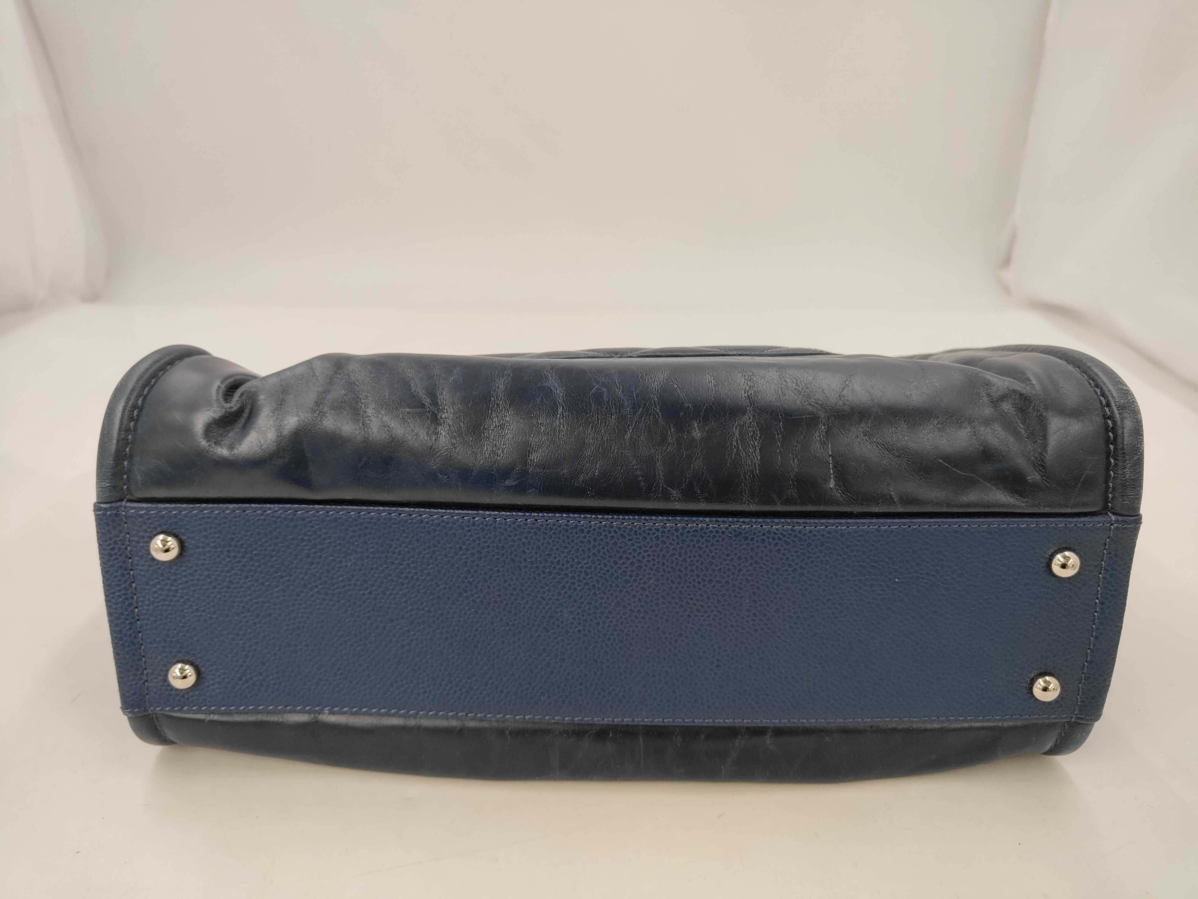 Deauville Navy Calf Leather Tote Bag — view 3