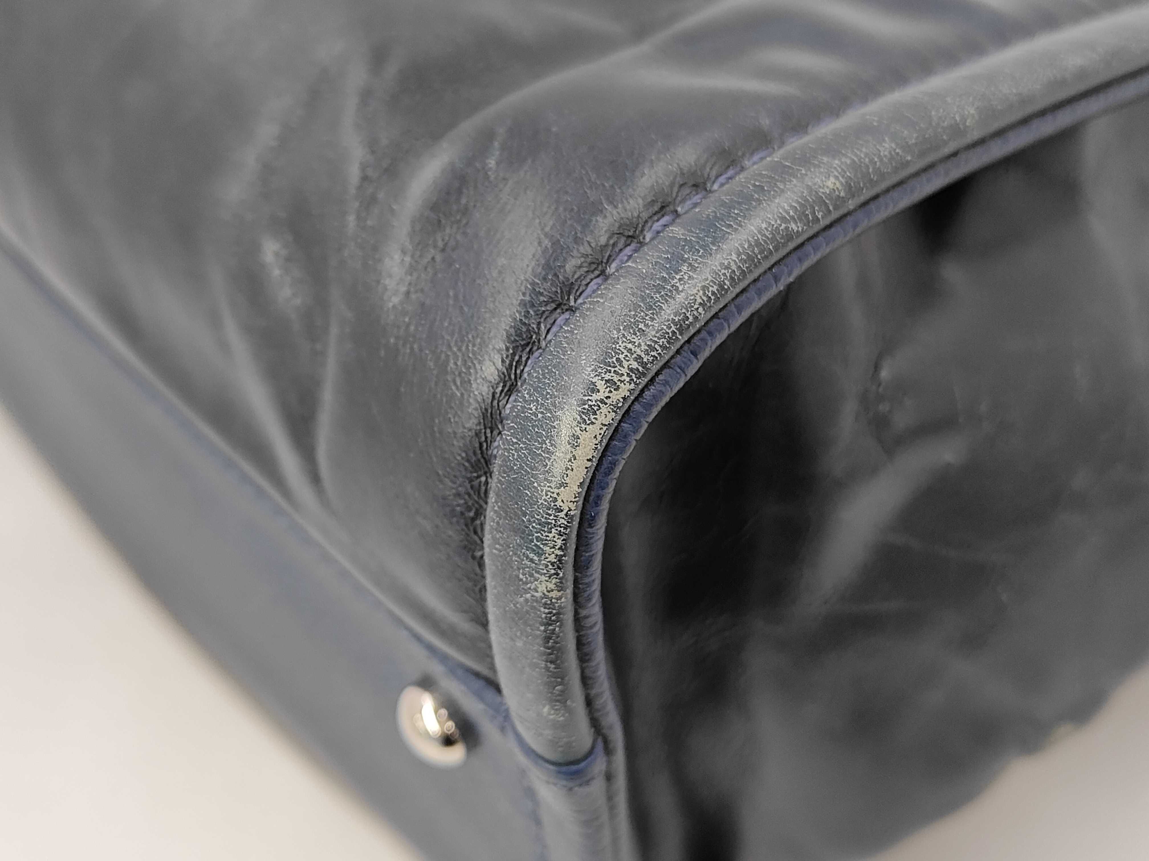 Deauville Navy Calf Leather Tote Bag — view 4