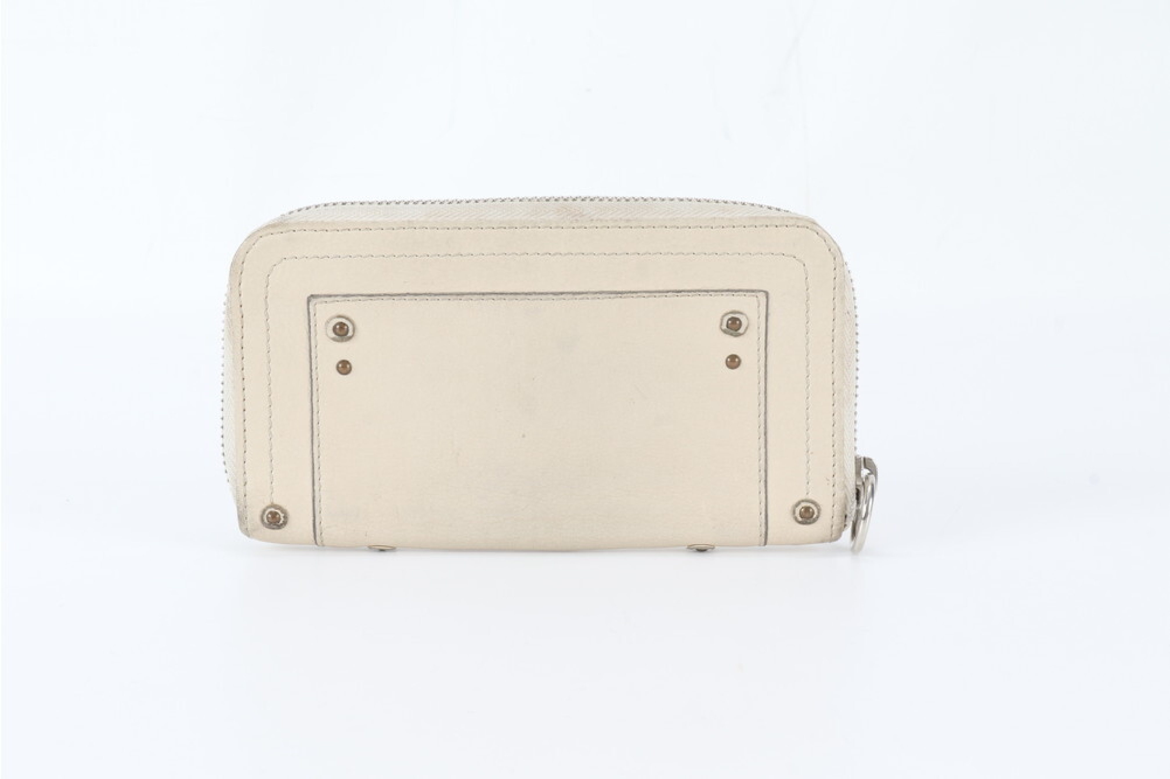 leather round zipper wallet, ivory. — view 2