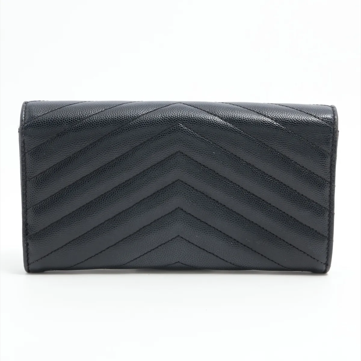 Monogram Cassandra YSL Logo Leather Long Wallet, Black (GUE372264) — view 2