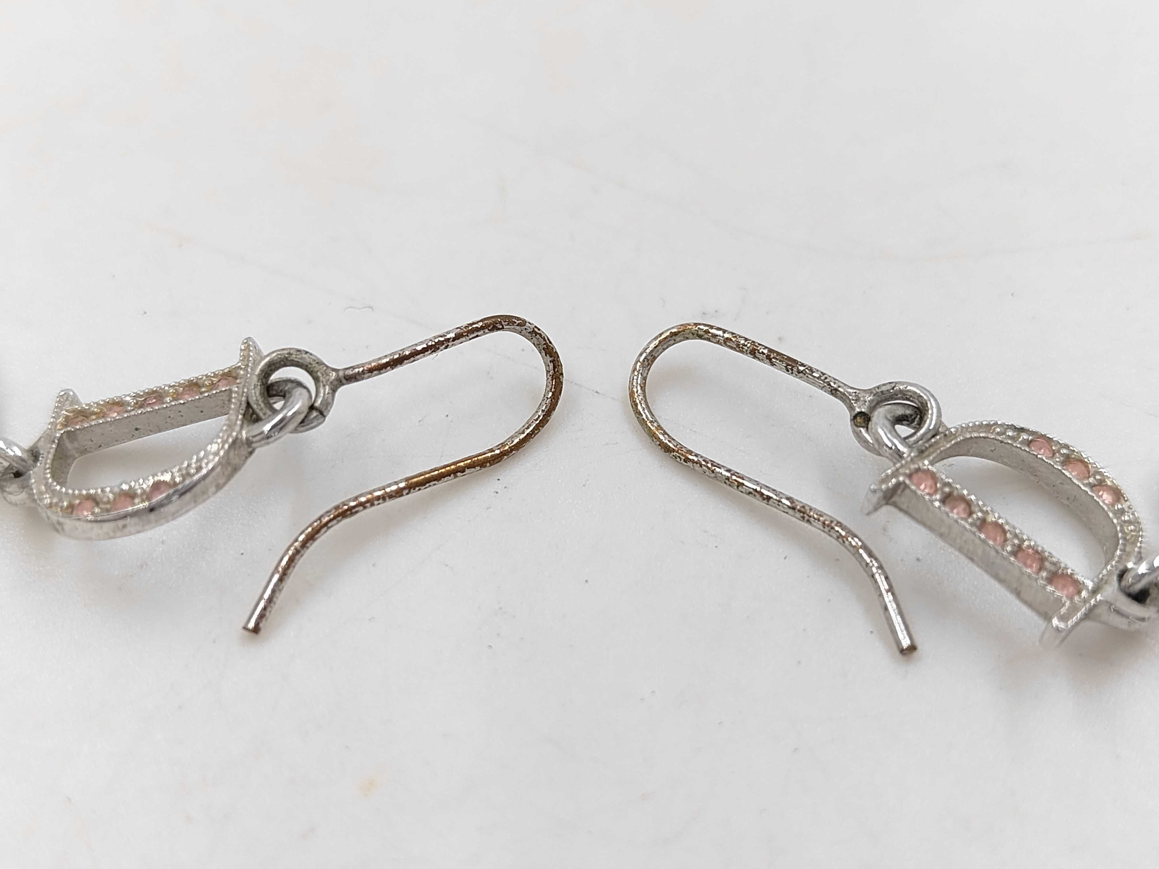 Flower Rhinestone Silver x Pink Earrings — view 3