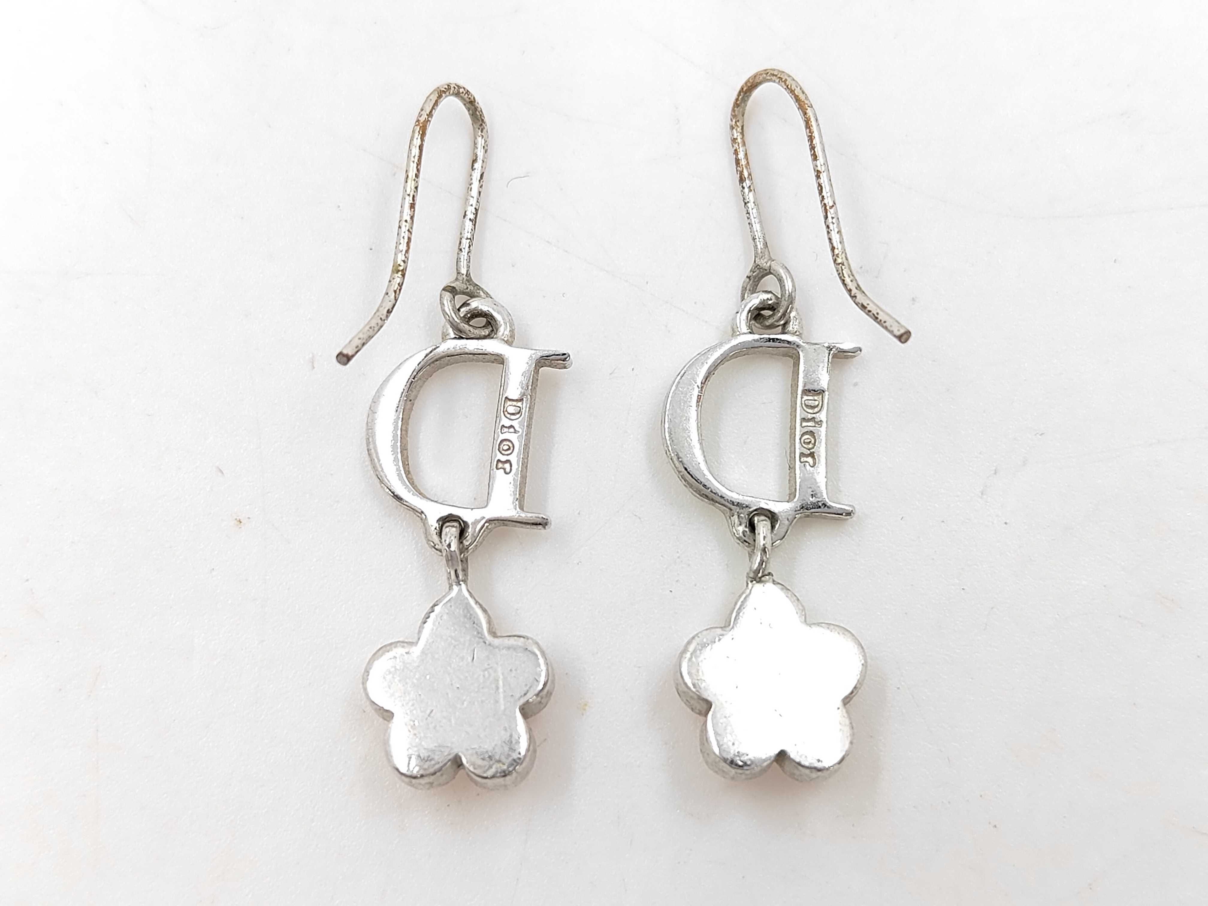 Flower Rhinestone Silver x Pink Earrings — view 4