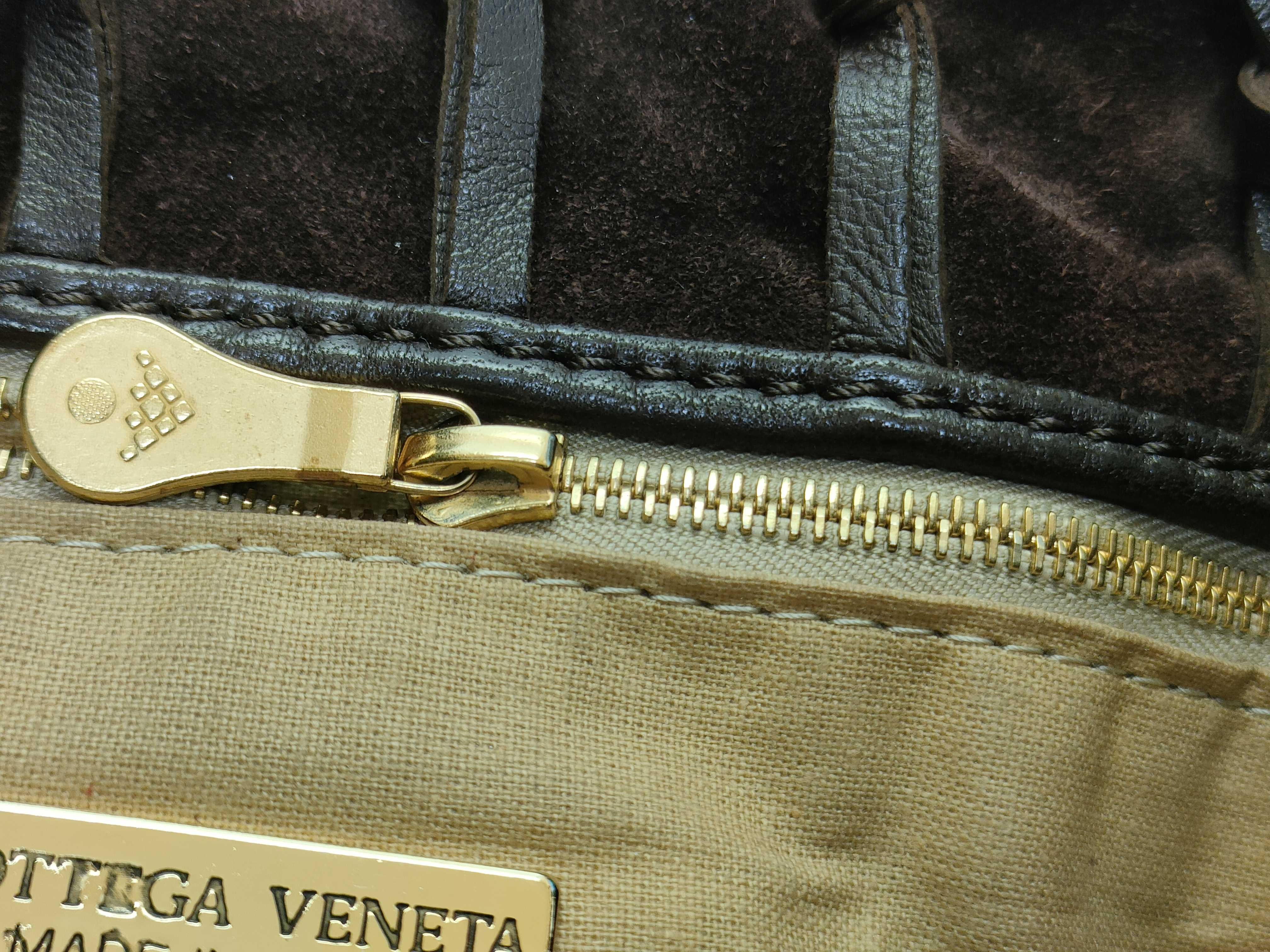 Suede Leather Net Shoulder Bag (Brown) — view 13