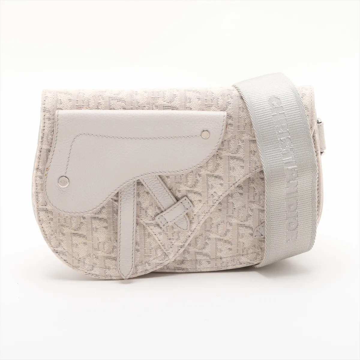 Saddle Canvas x Leather Body Bag, White