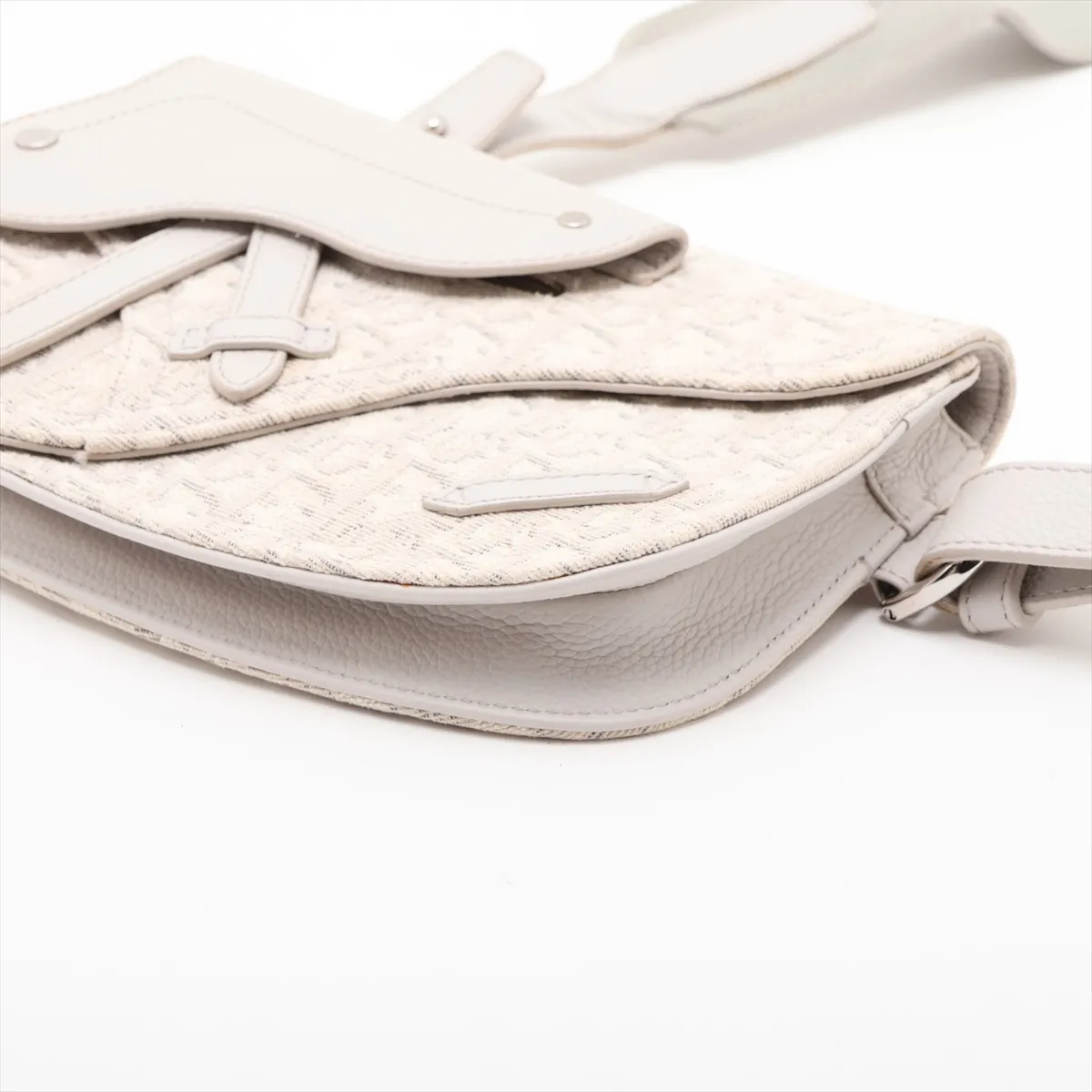 Saddle Canvas x Leather Body Bag, White — view 3