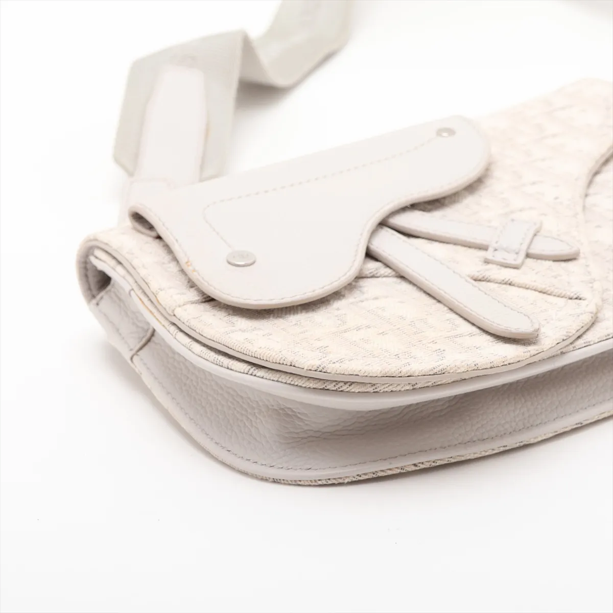 Saddle Canvas x Leather Body Bag, White — view 4