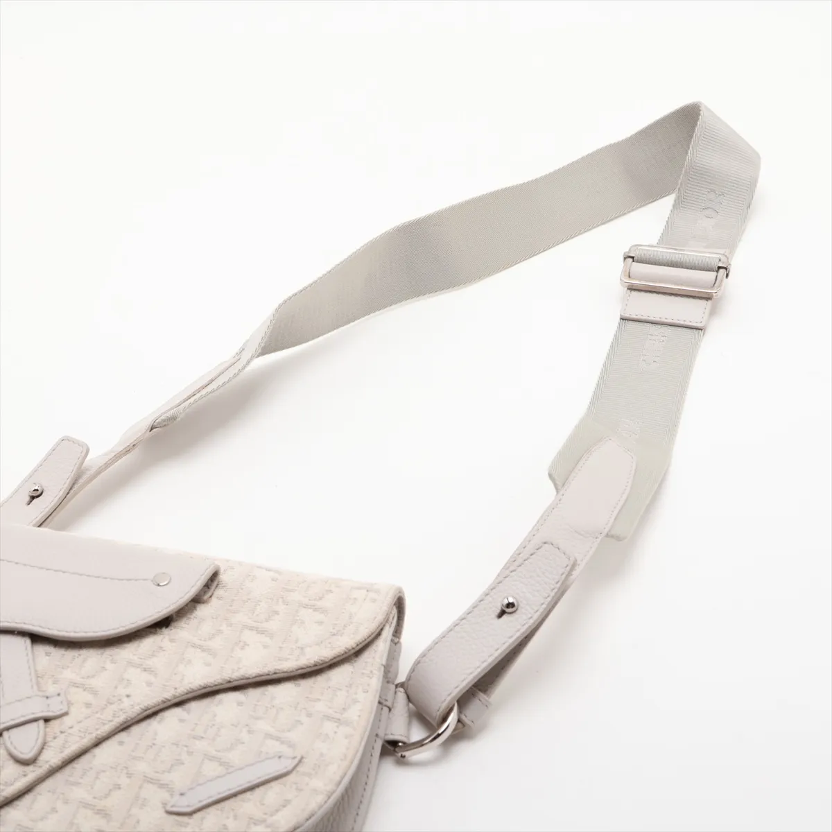Saddle Canvas x Leather Body Bag, White — view 5